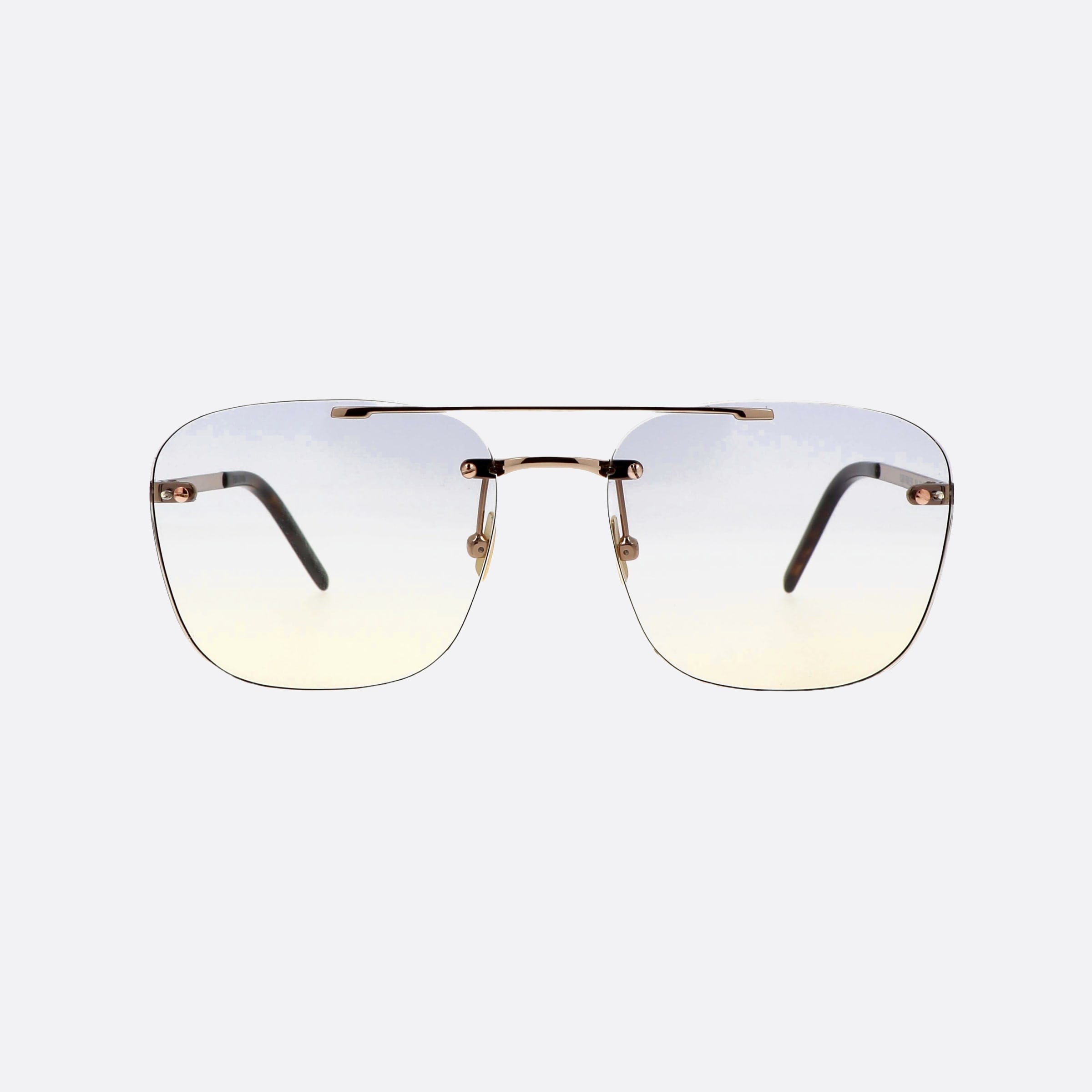 Saint 58mm Laurent Logo Gold Rectangle Unisex Sunglasses - Side View