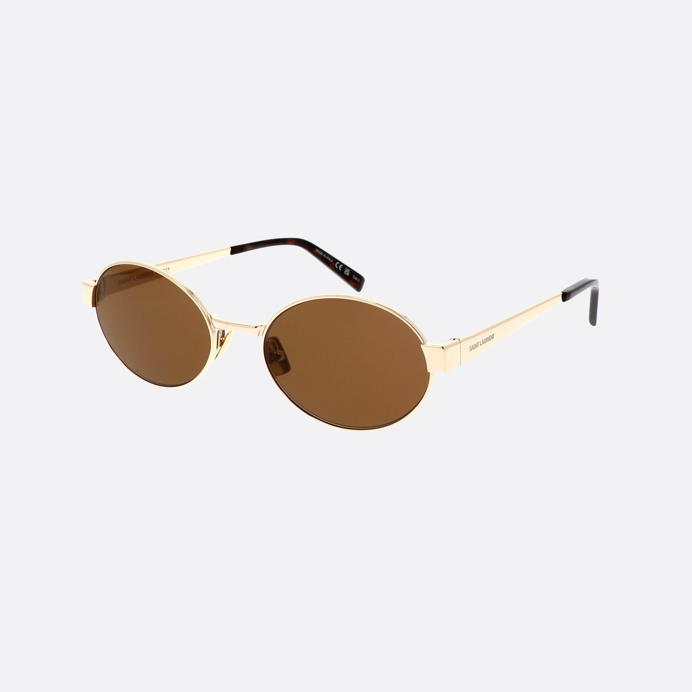 Saint 55mm Laurent Logo Gold Round Woman Sunglasses - Main View