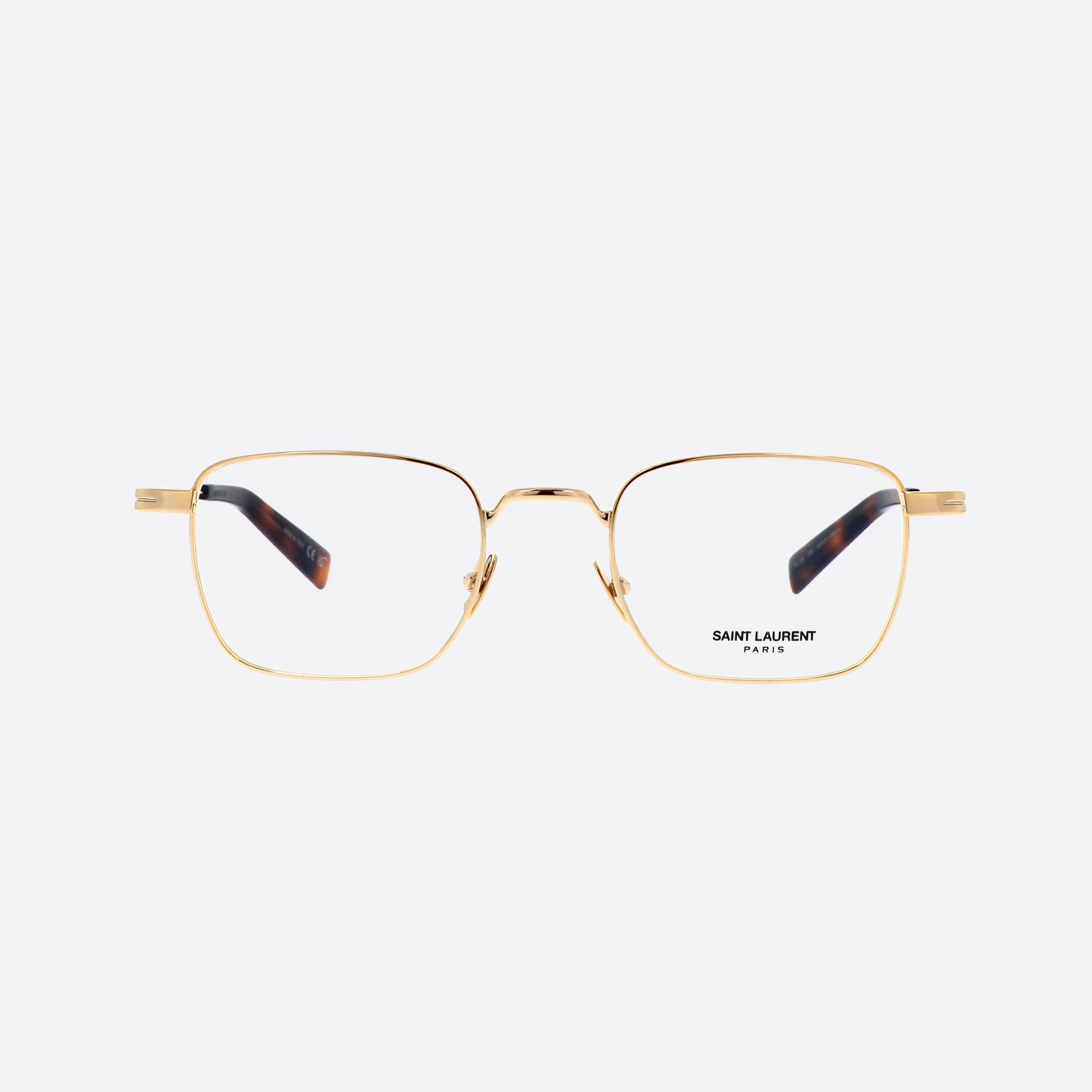 Saint 49mm Laurent Logo Gold Rectangle Men Eyeglasses - Side View