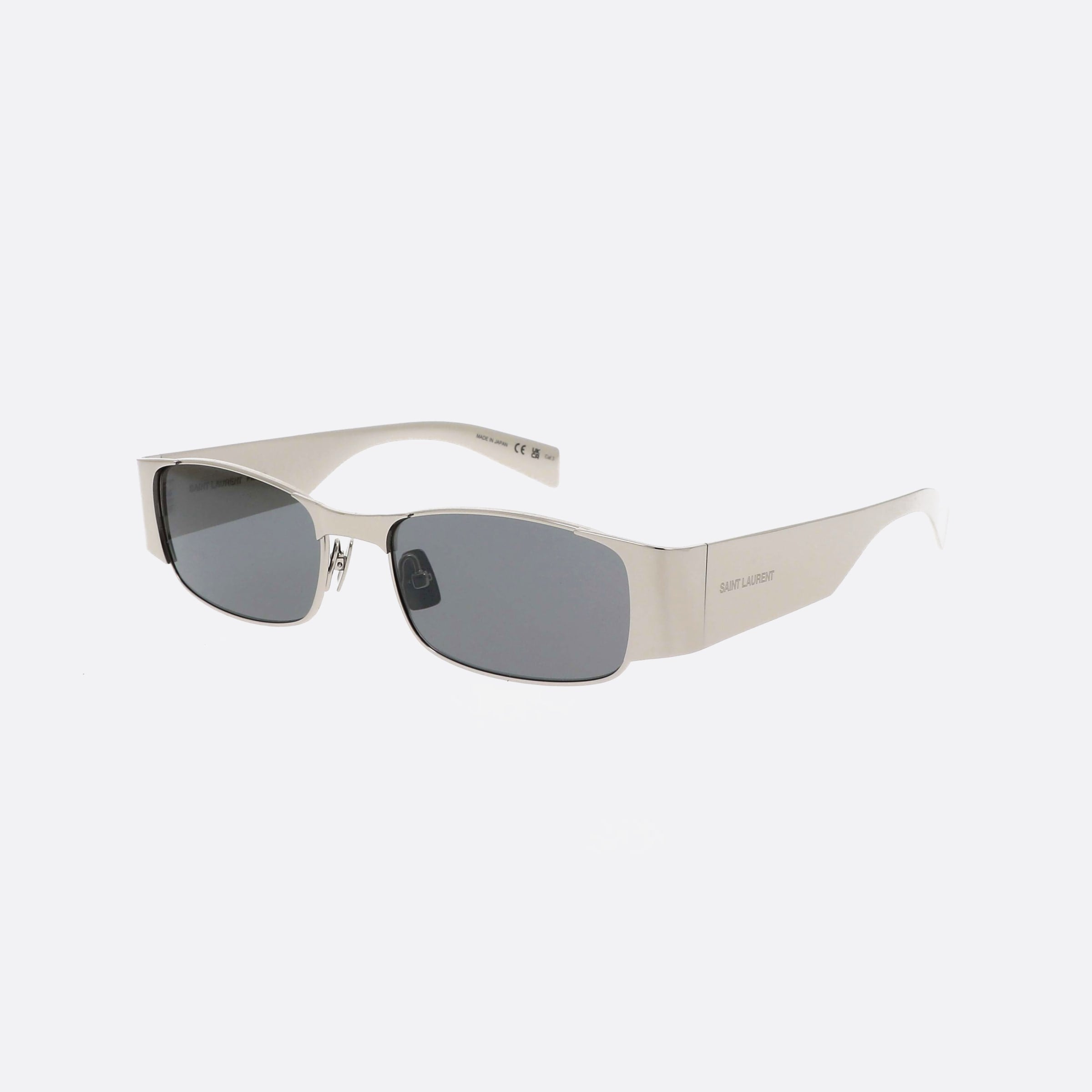 Saint 54mm Laurent Logo Silver Square Unisex Sunglasses - Main View