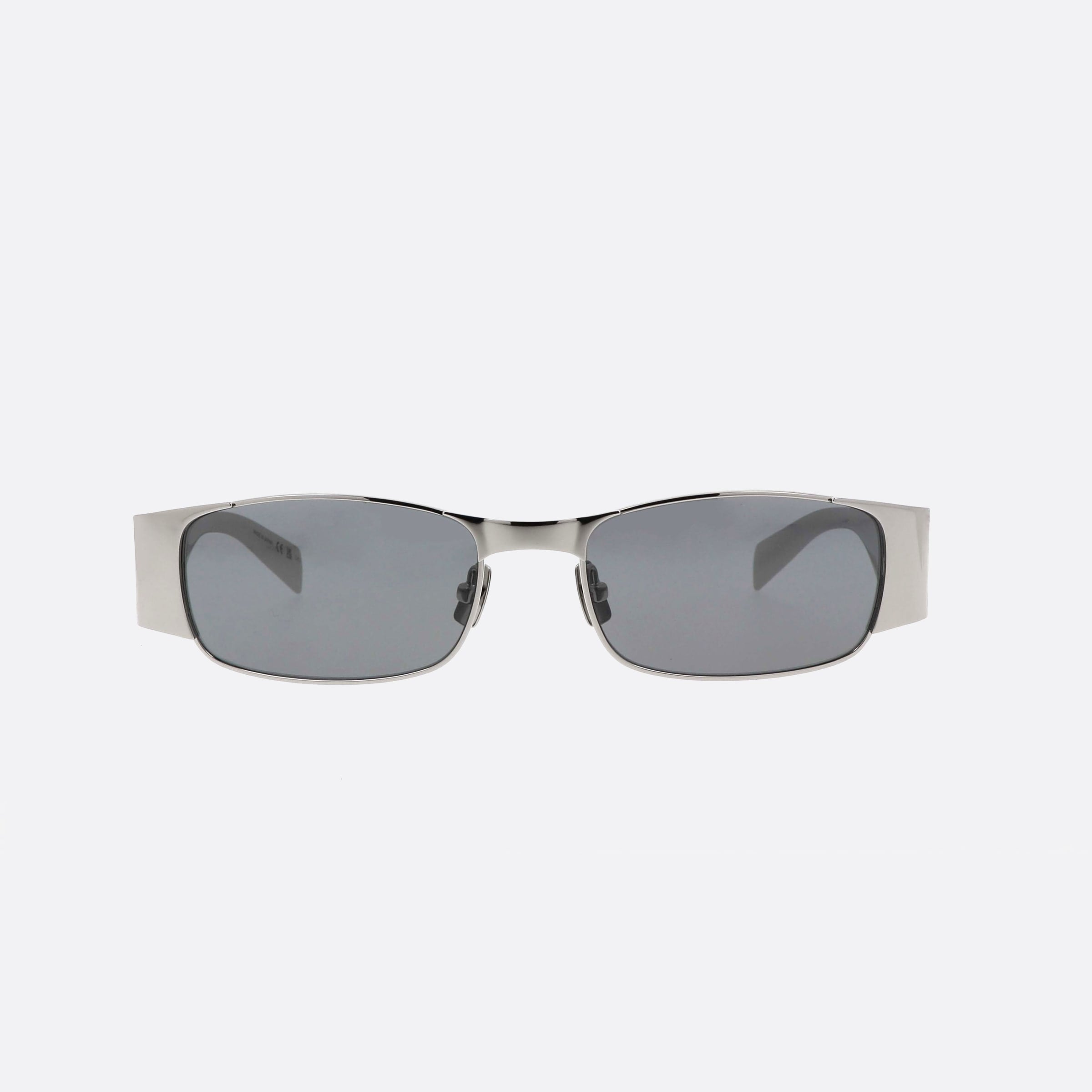 Saint 54mm Laurent Logo Silver Square Unisex Sunglasses - Side View