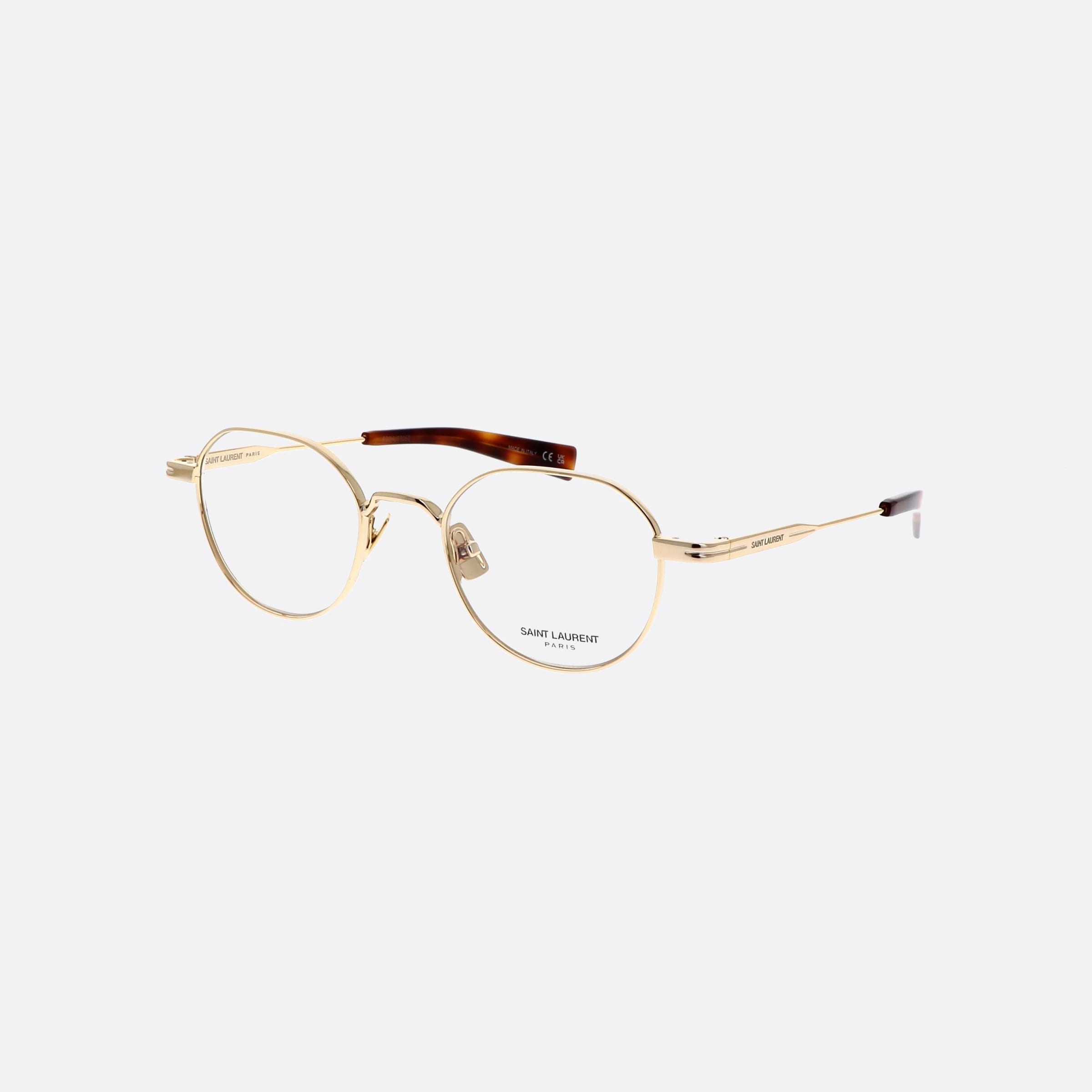 Saint 47mm Laurent Logo Sl730 Gold Round Man Eyeglasses - Main View