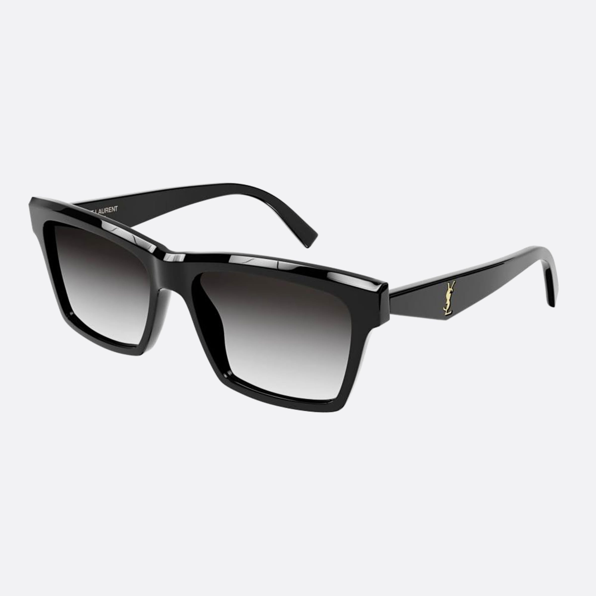 Saint 56mm Laurent M104 Black Geometric Woman Sunglasses - Side View