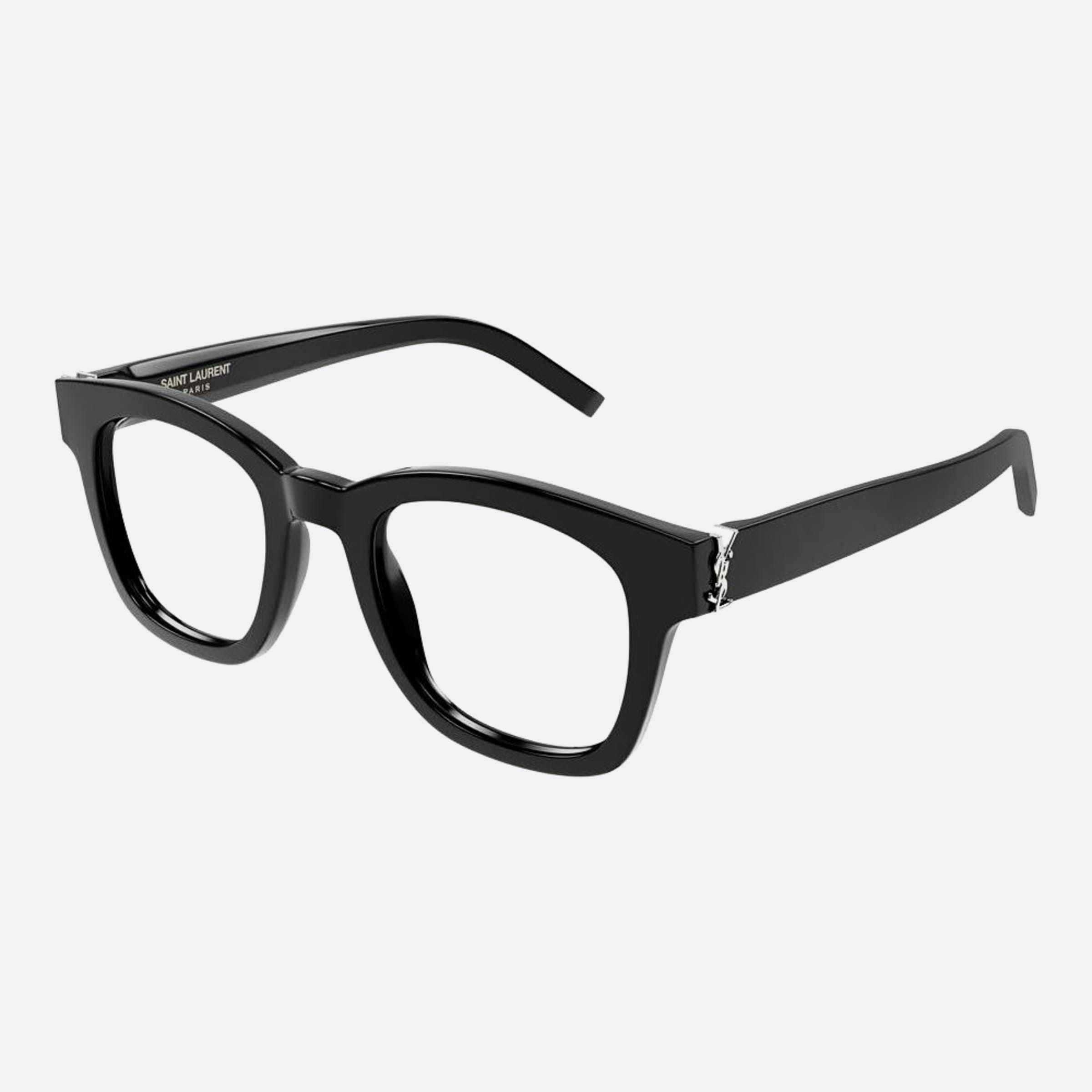 Saint 49mm Laurent M124 Opt Black Squared Unisex Eyeglasses - Side View
