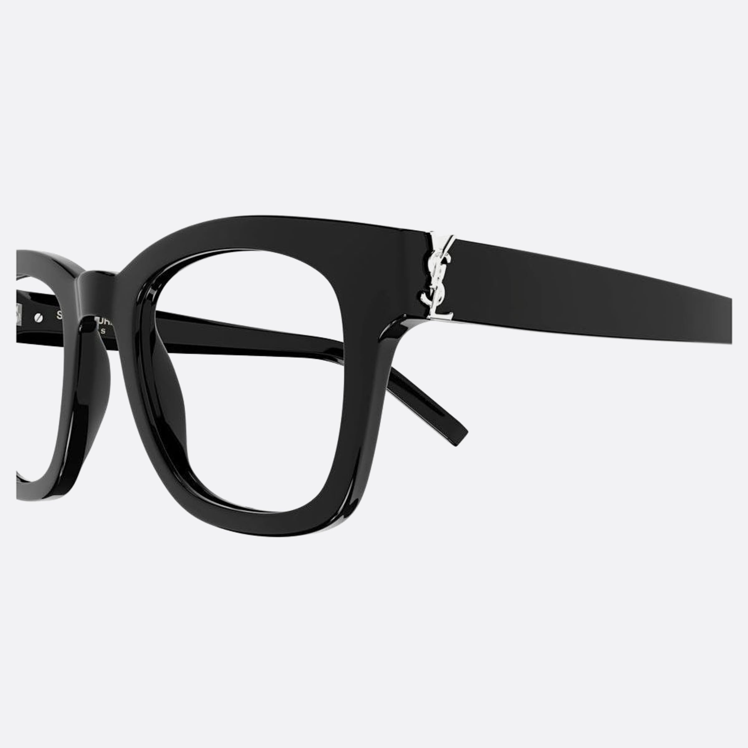 Saint 49mm Laurent M124 Opt Black Squared Unisex Eyeglasses - Detail View