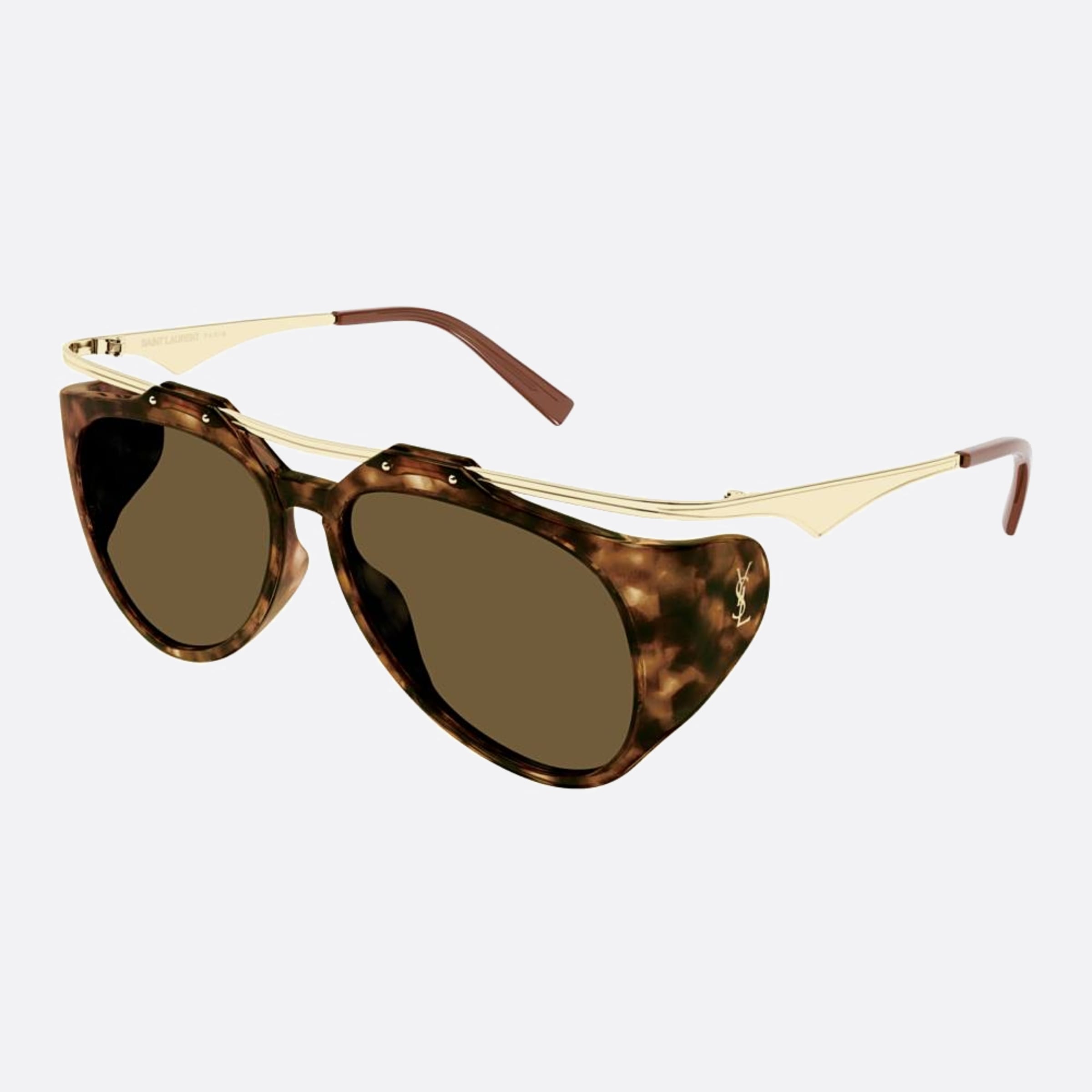 Saint 55mm Laurent M137 Amelia Havana Pilot Woman Sunglasses - Side View