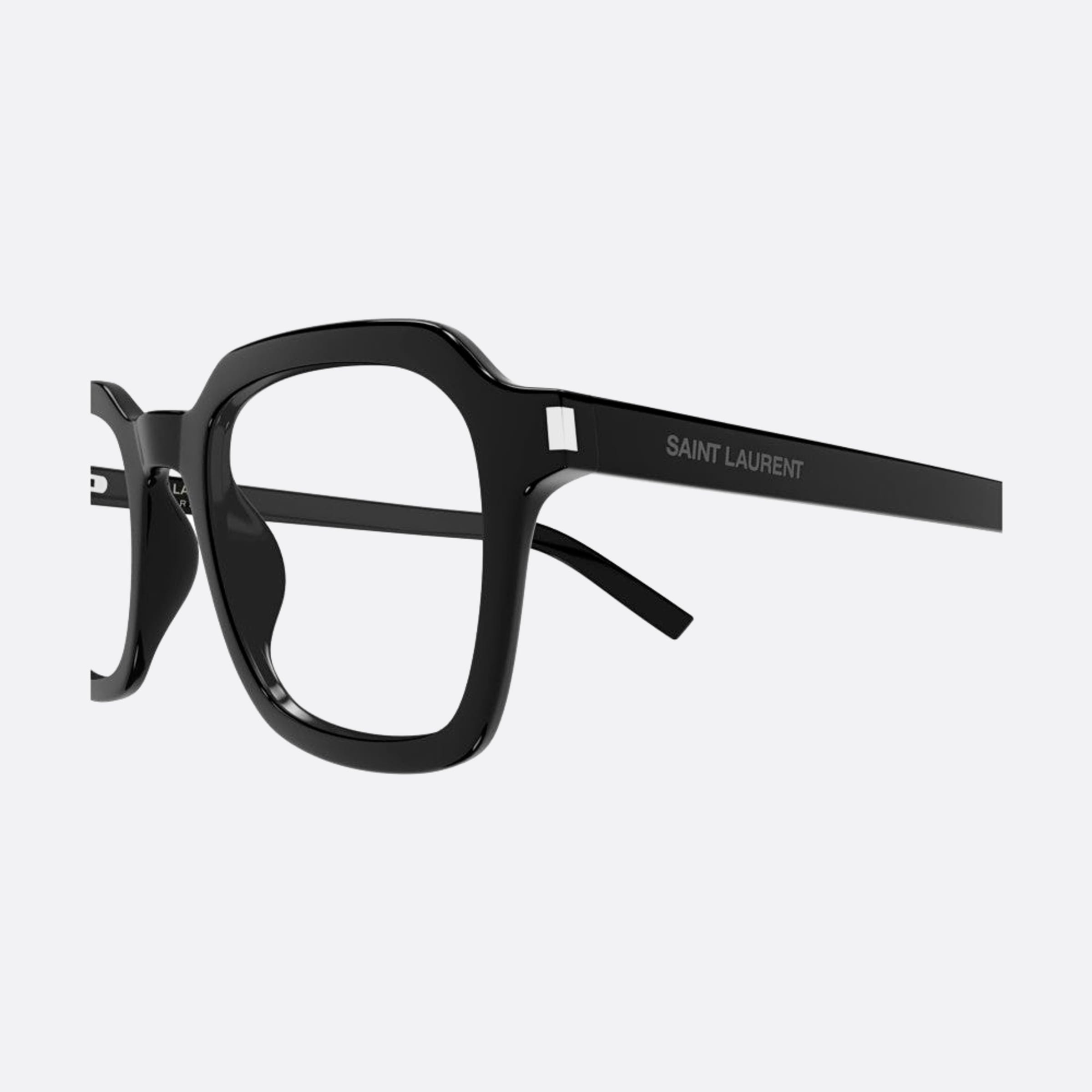 Saint 49mm Laurent Slim Opt Black Squared Unisex Eyeglasses - Detail View
