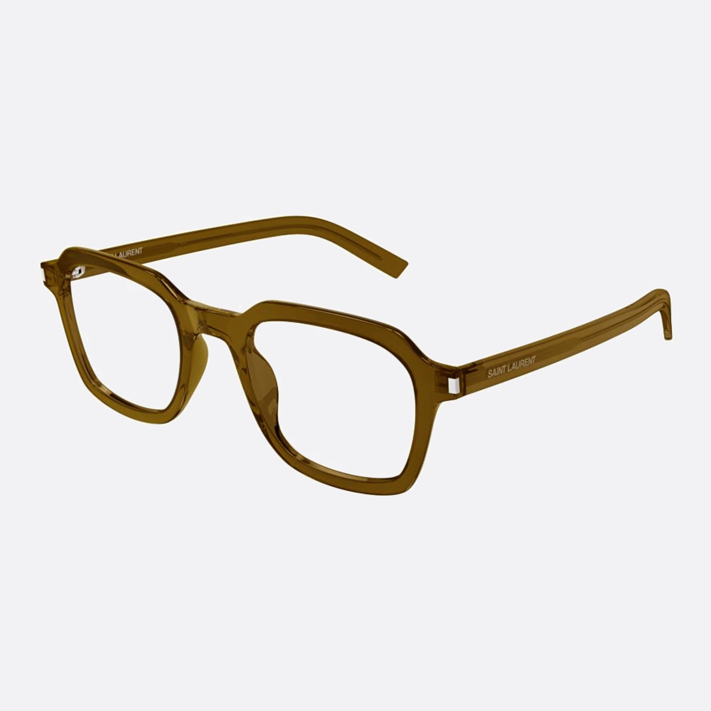 Saint 49mm Laurent Slim Opt Brown Squared Unisex Eyeglasses - Side View