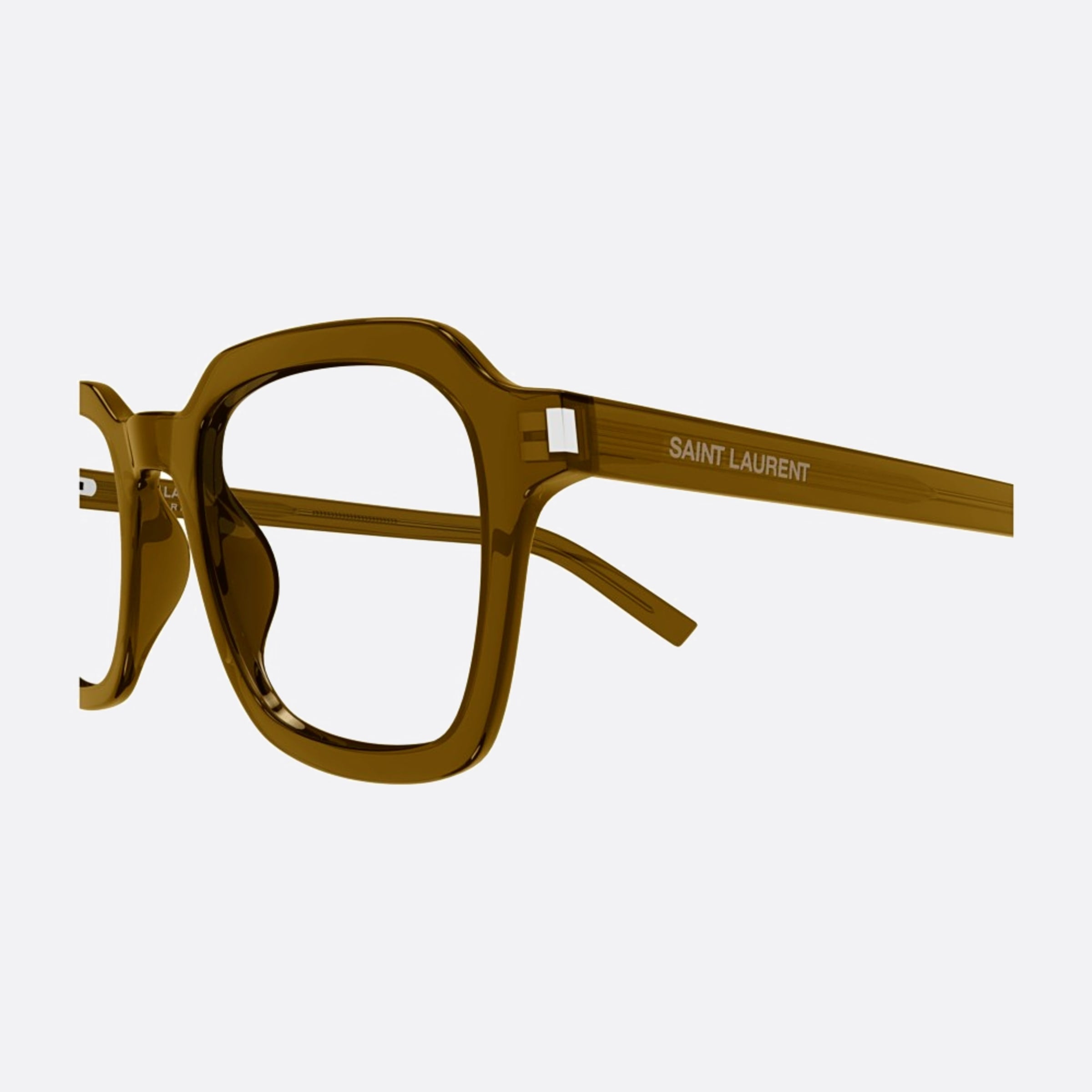 Saint 49mm Laurent Slim Opt Brown Squared Unisex Eyeglasses - Detail View