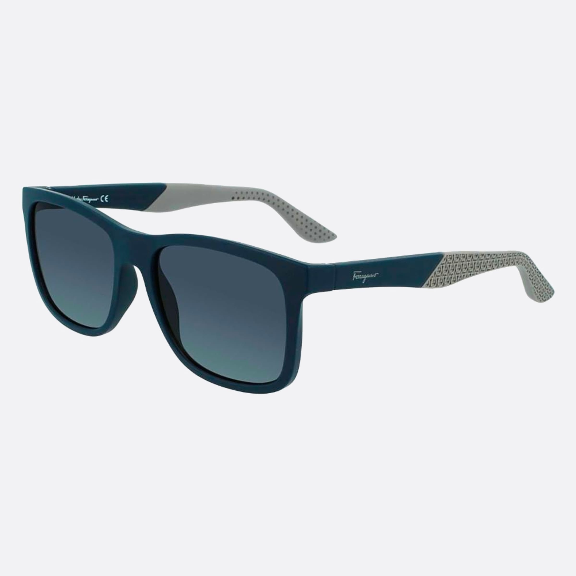 Salvatore 56mm Ferragamo Blue Squared Men Sunglasses - Side View