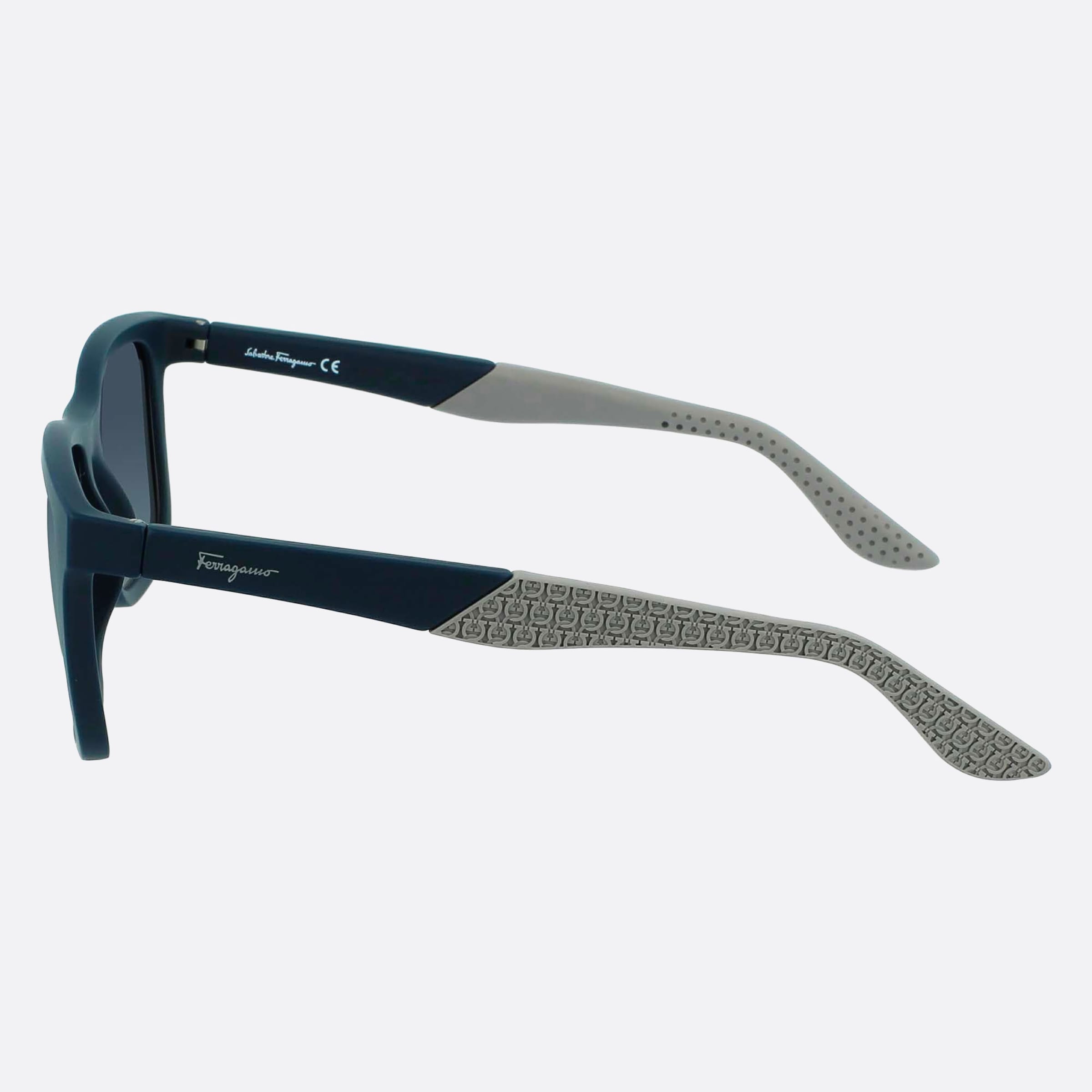 Salvatore 56mm Ferragamo Blue Squared Men Sunglasses - Detail View