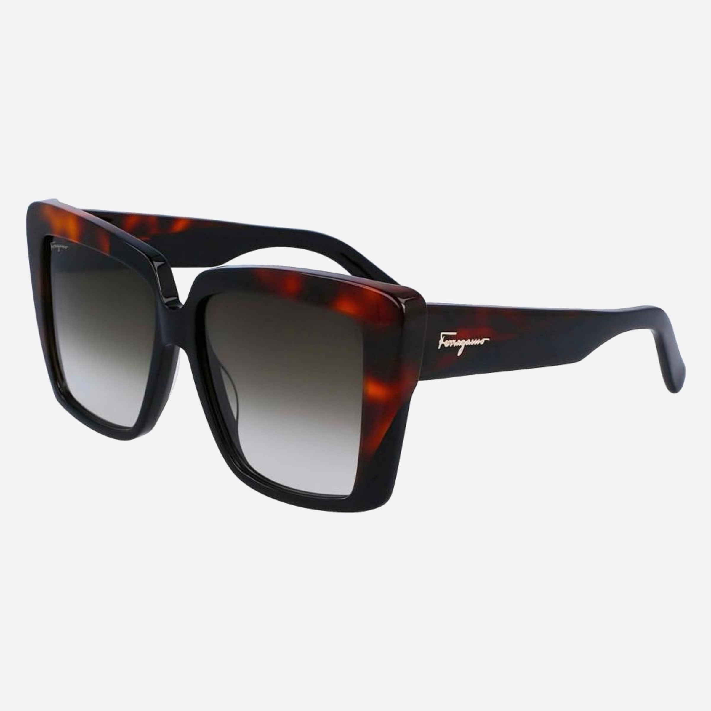 Salvatore 55mm Ferragamo Havana Geometric Women Sunglasses - Side View