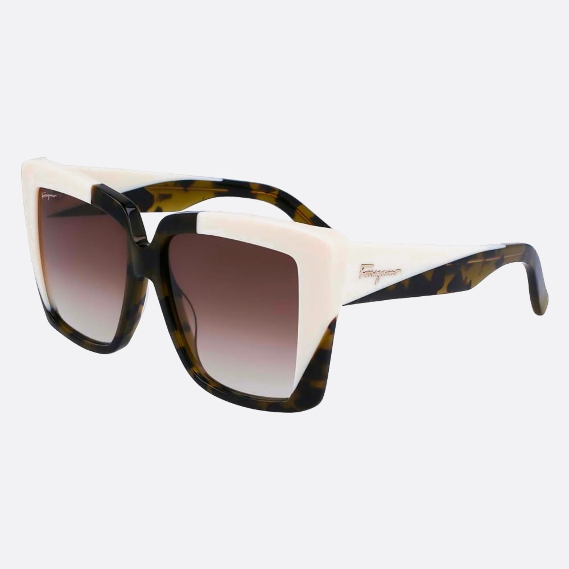 Salvatore 55mm Ferragamo White Geometric Women Sunglasses - Side View
