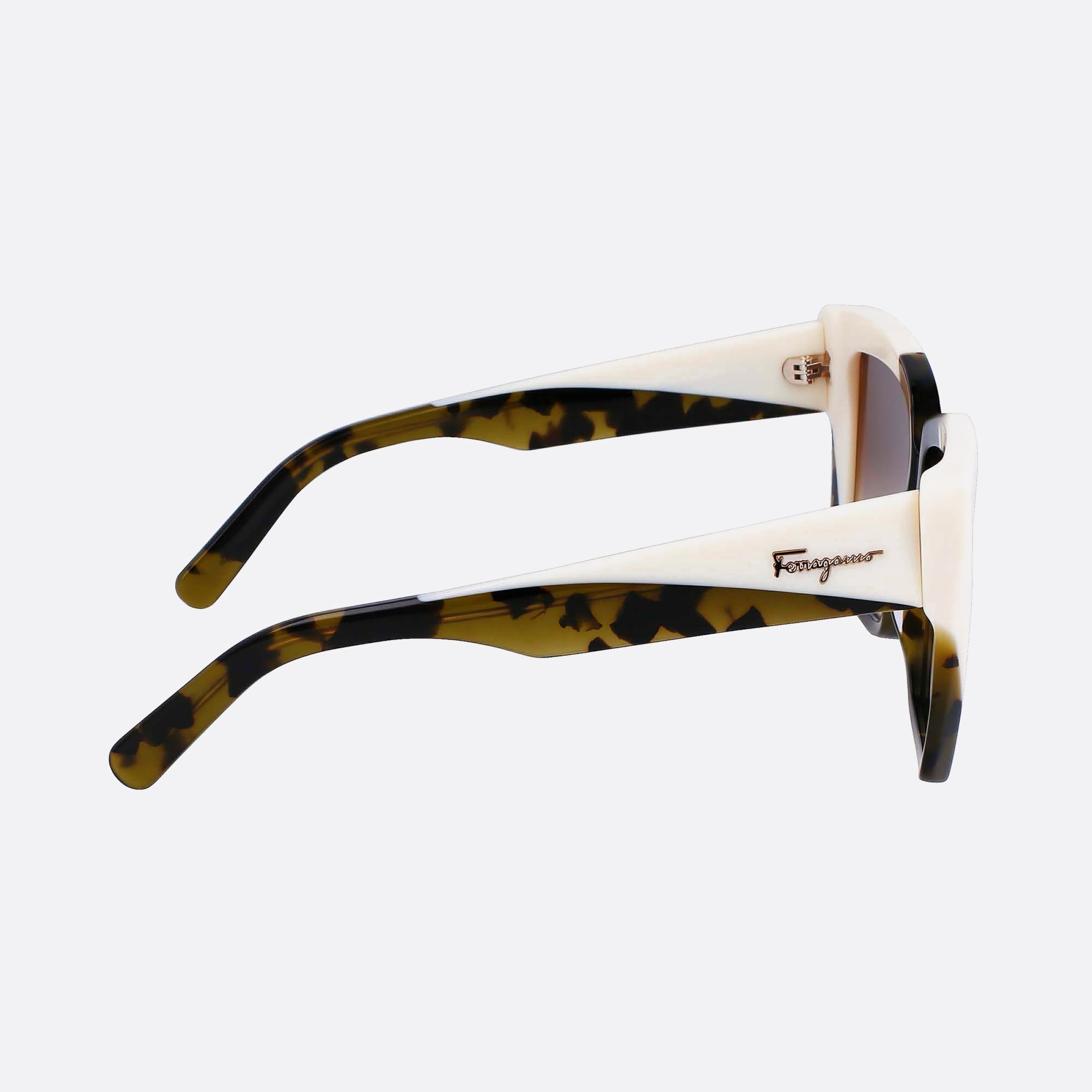 Salvatore 55mm Ferragamo White Geometric Women Sunglasses - Additional Angle