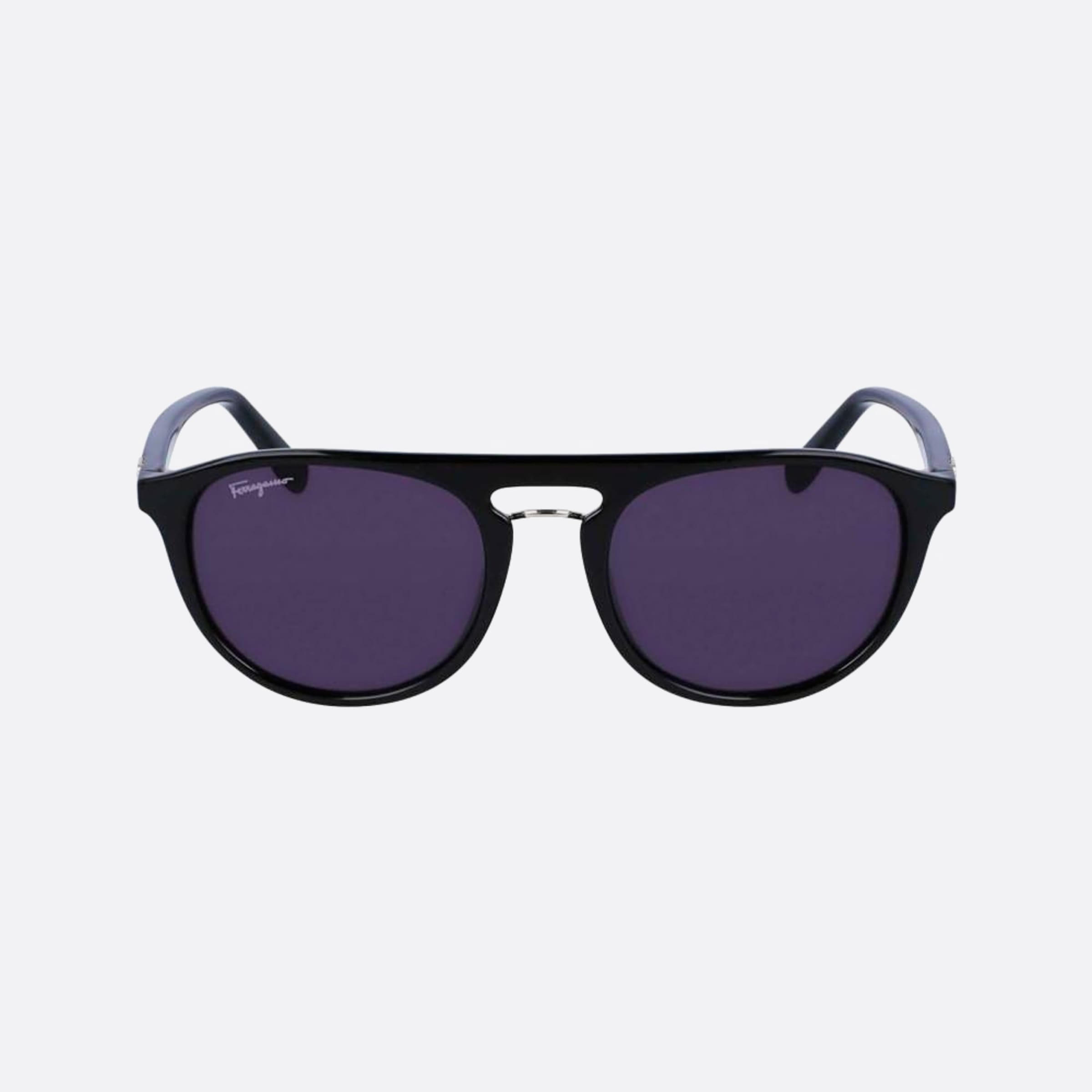 Salvatore 54mm Men's Ferragamo Black Round Sunglasses - Main View
