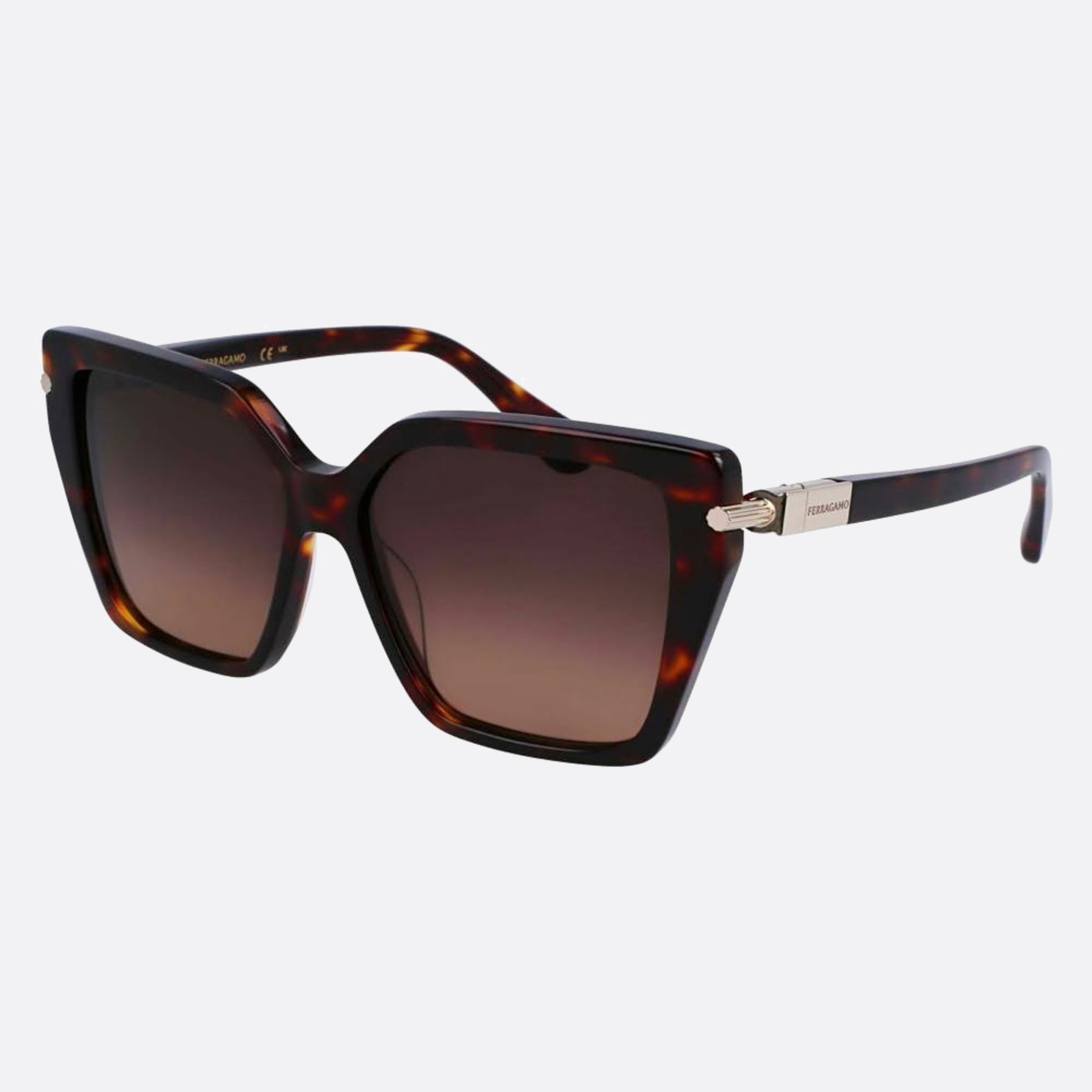 Salvatore 57mm Ferragamo Brown Butterfly Women Sunglasses - Side View