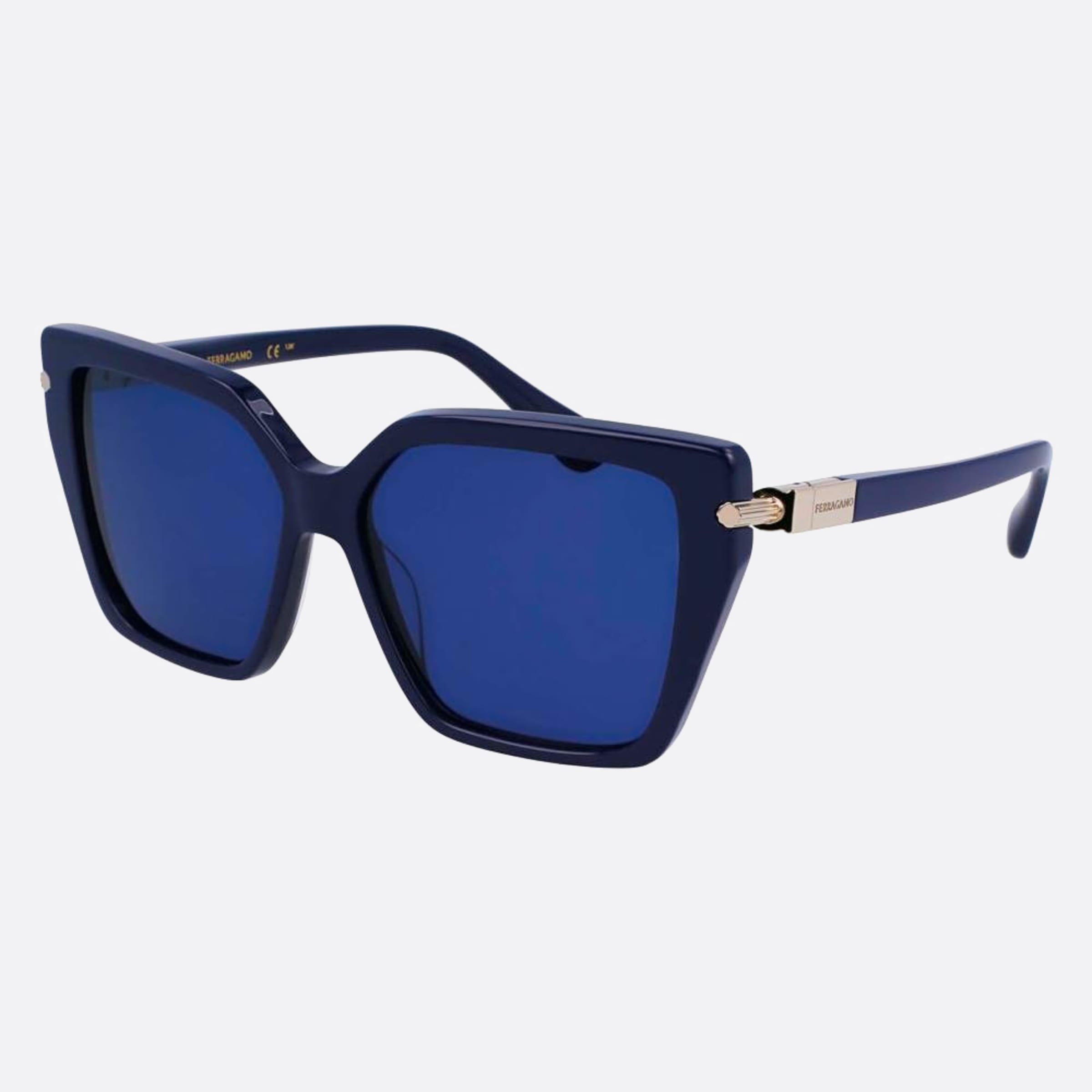 Salvatore 57mm Ferragamo Blue Butterfly Women Sunglasses - Side View