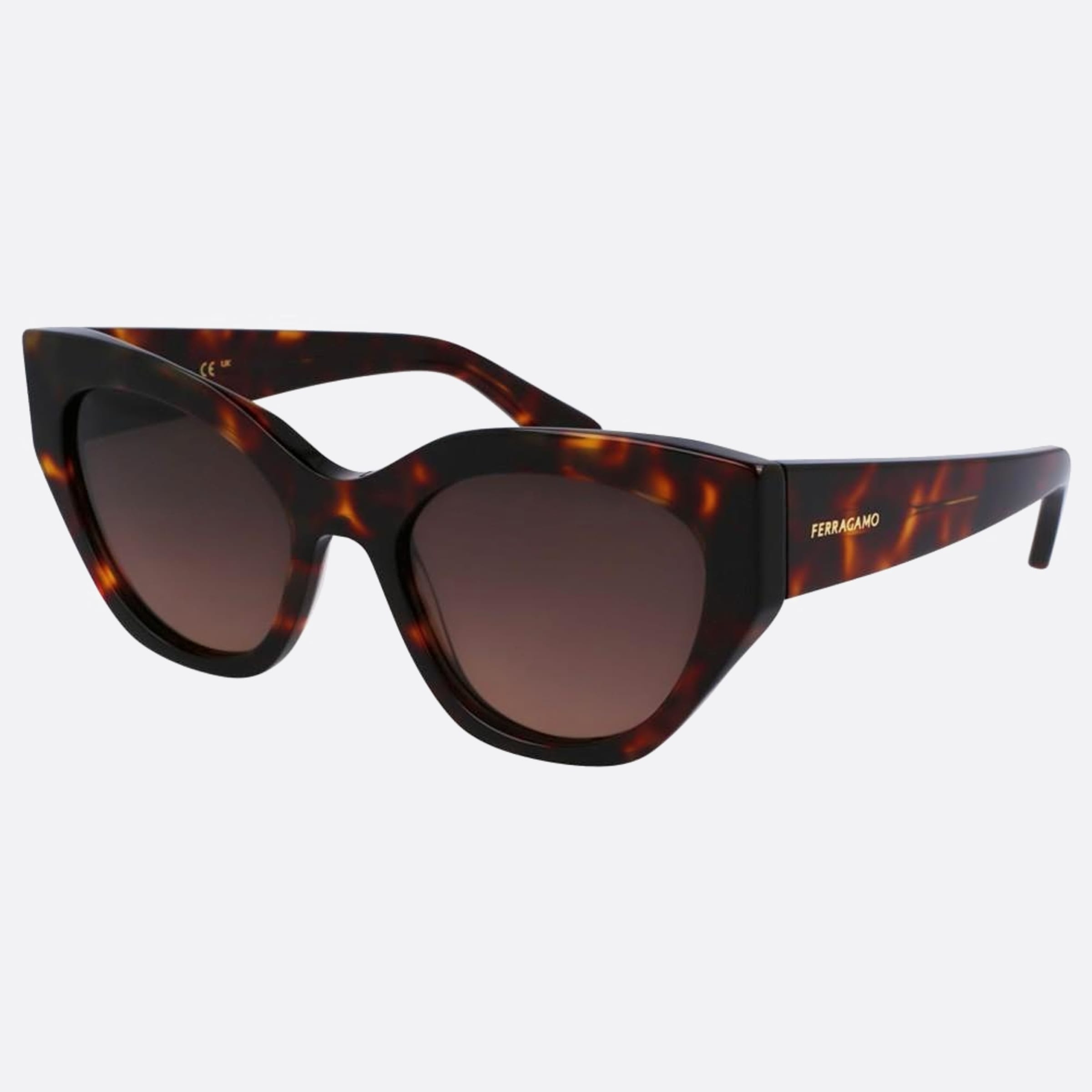Salvatore 55mm Ferragamo Brown Geometric Women Sunglasses - Side View