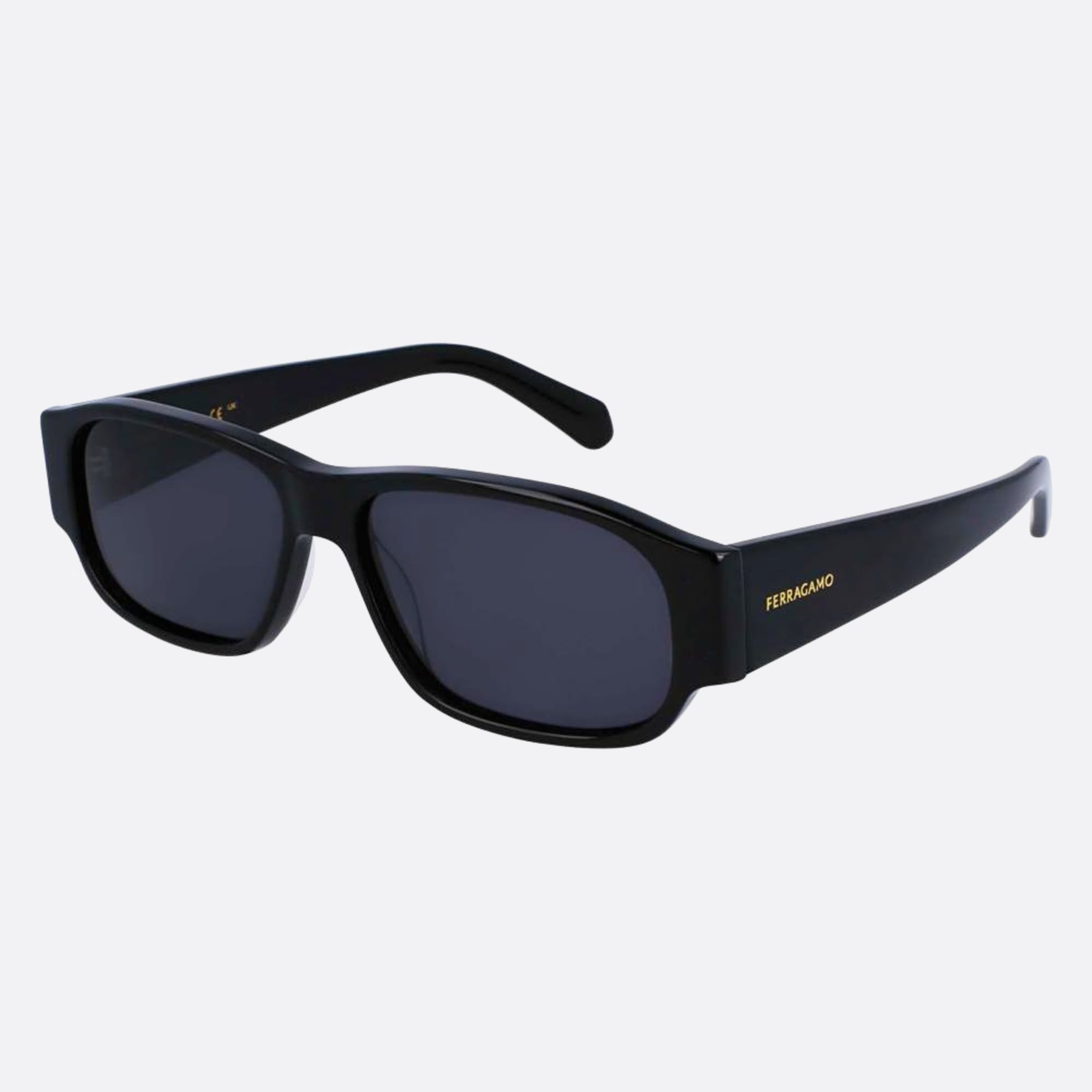 Salvatore 57mm Ferragamo Black Geometric Men Sunglasses - Side View