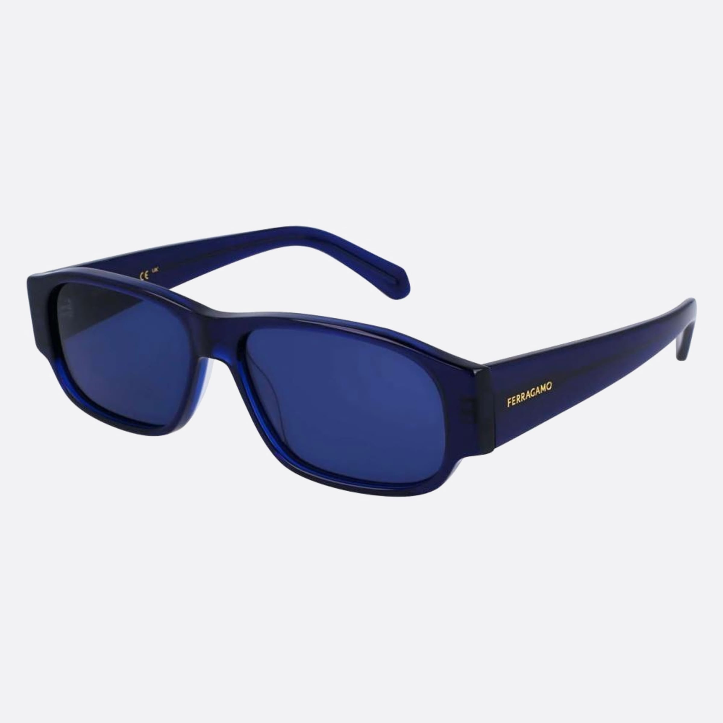 Salvatore 57mm Ferragamo Blue Geometric Men Sunglasses - Side View