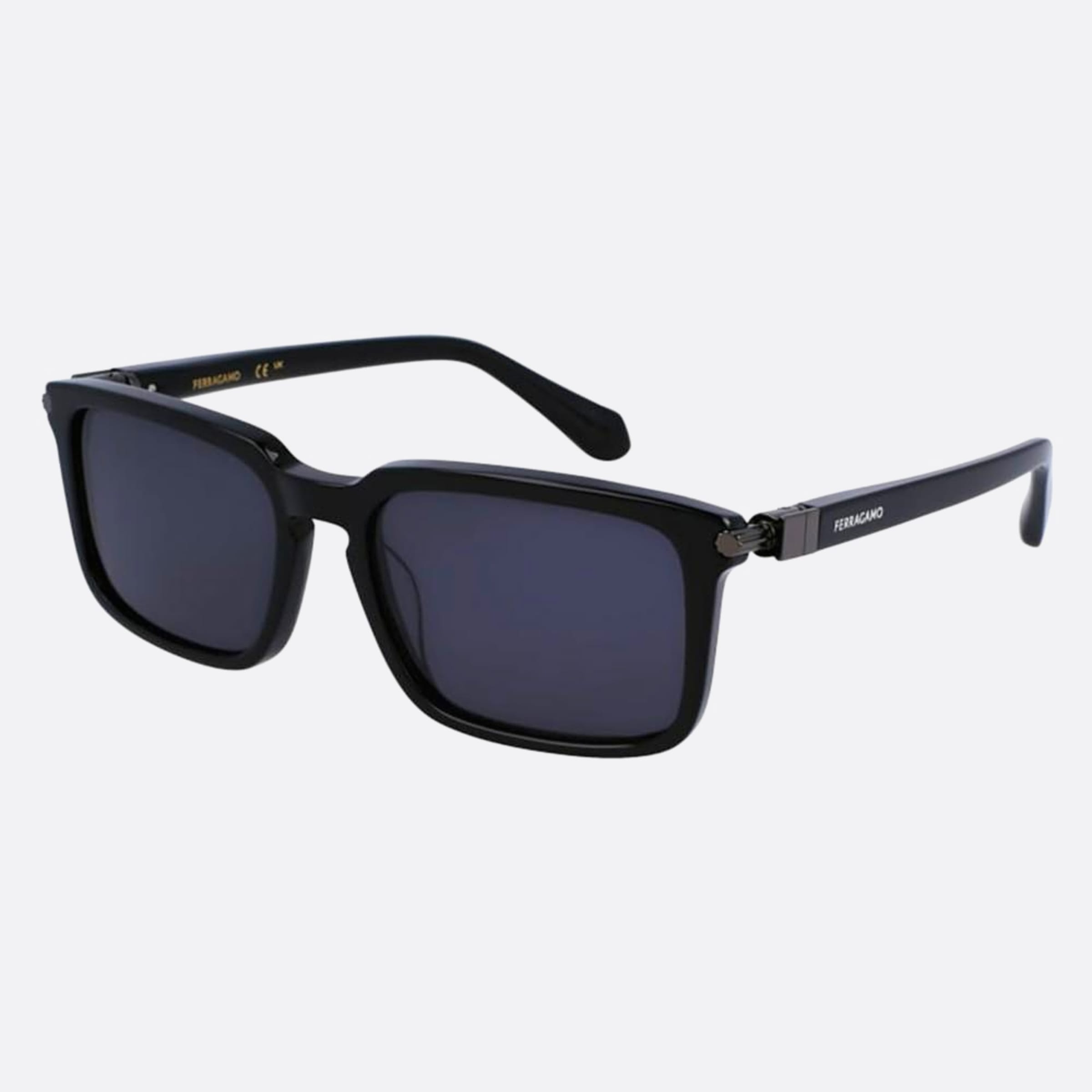 Salvatore 56mm Ferragamo Black Squared Men Sunglasses - Side View