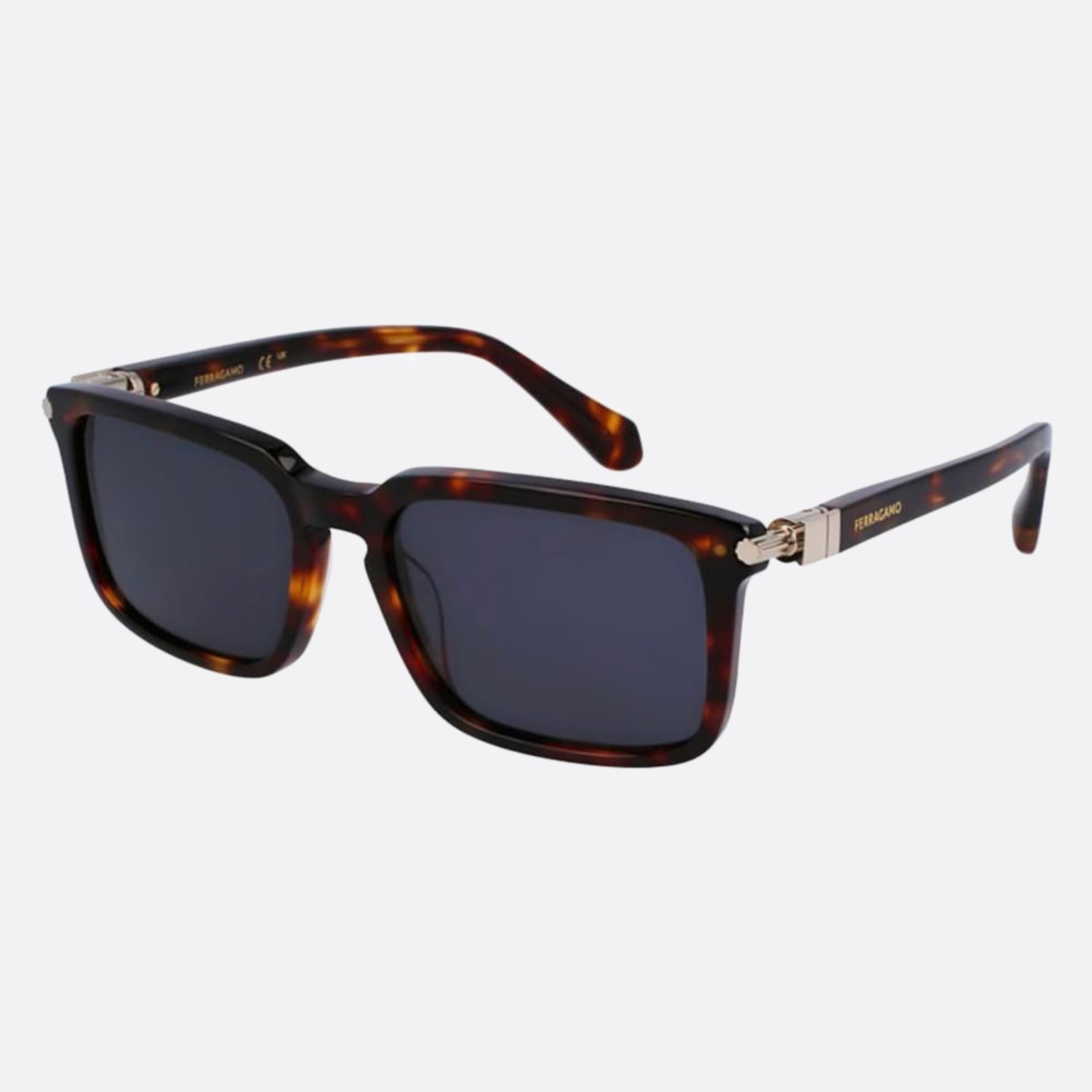Salvatore 56mm Ferragamo Brown Squared Men Sunglasses - Side View