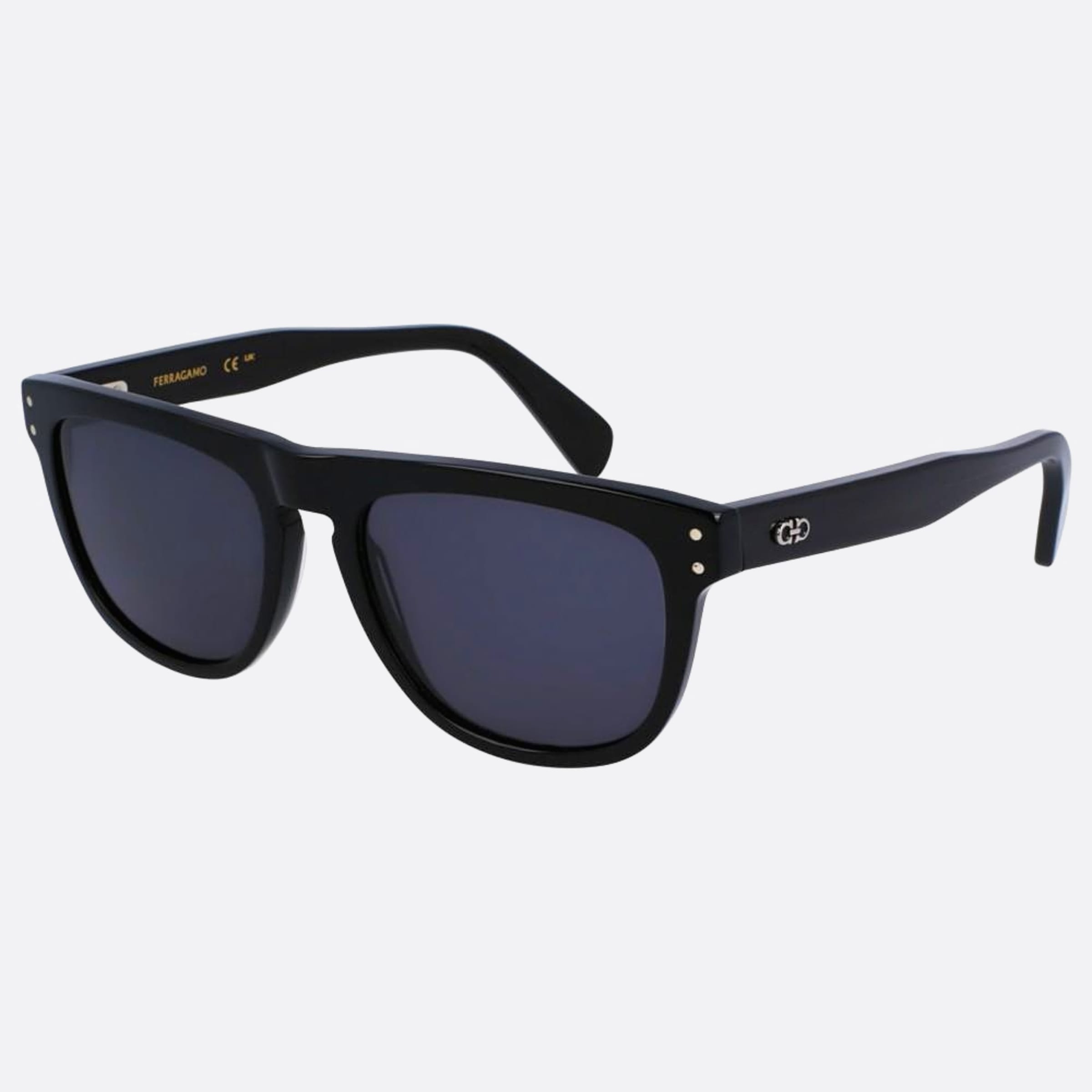 Salvatore 55mm Ferragamo Black Squared Men Sunglasses - Side View