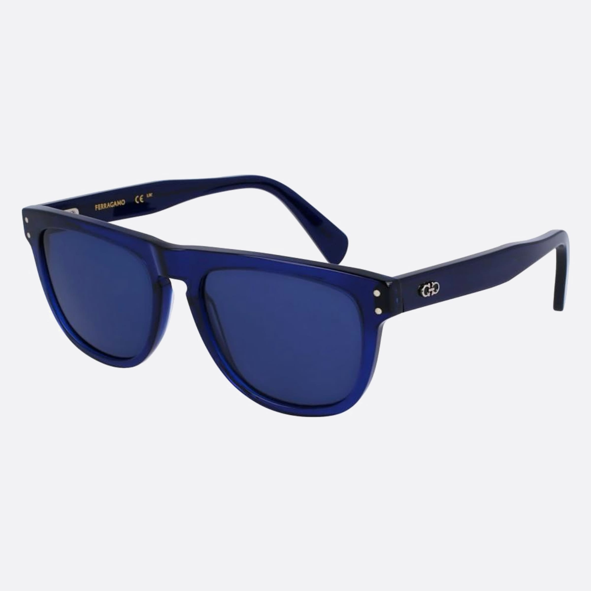 Salvatore 55mm Ferragamo Blue Squared Men Sunglasses - Side View
