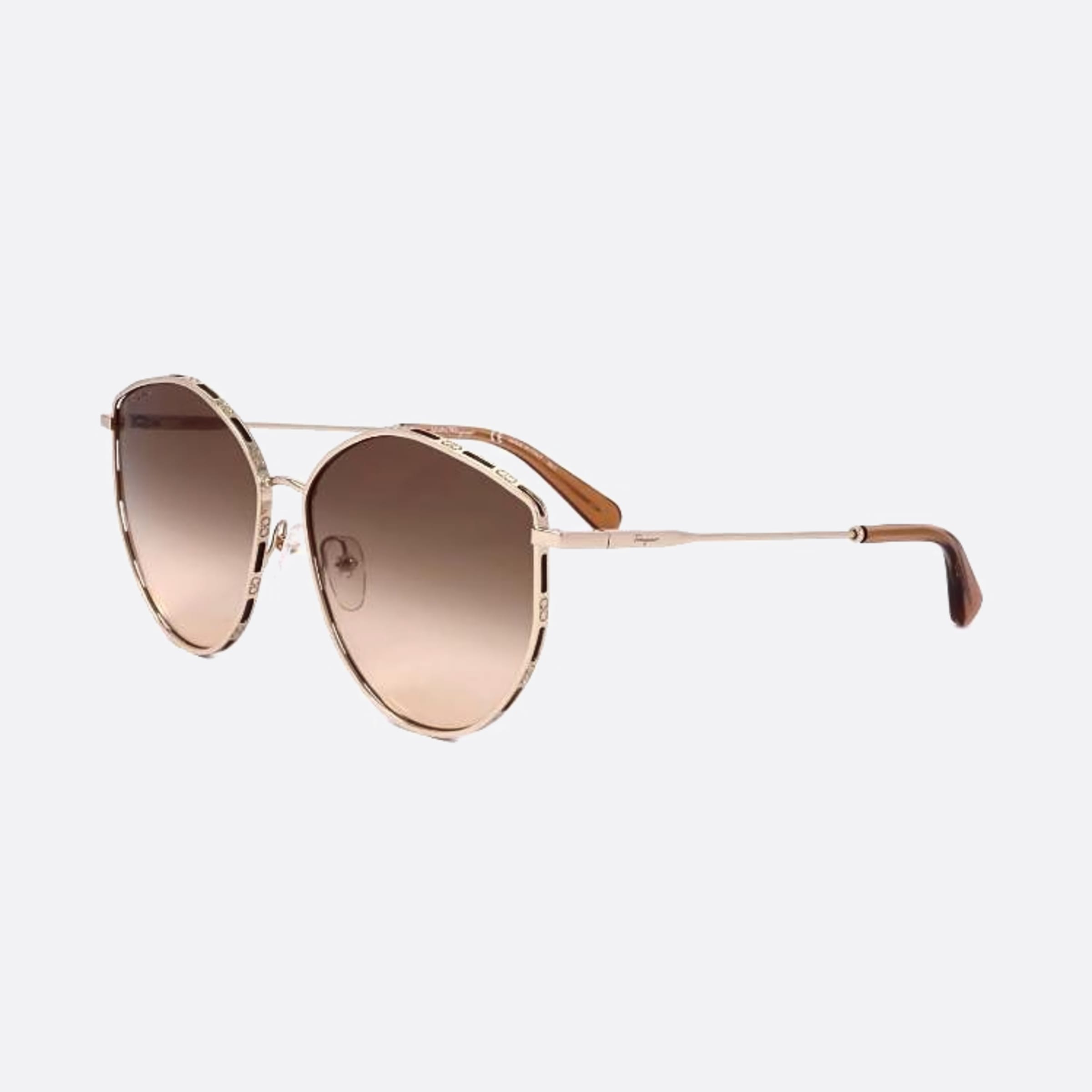 Salvatore 60mm Ferragamo Sf264s Gold Butterfly Women Sunglasses - Side View