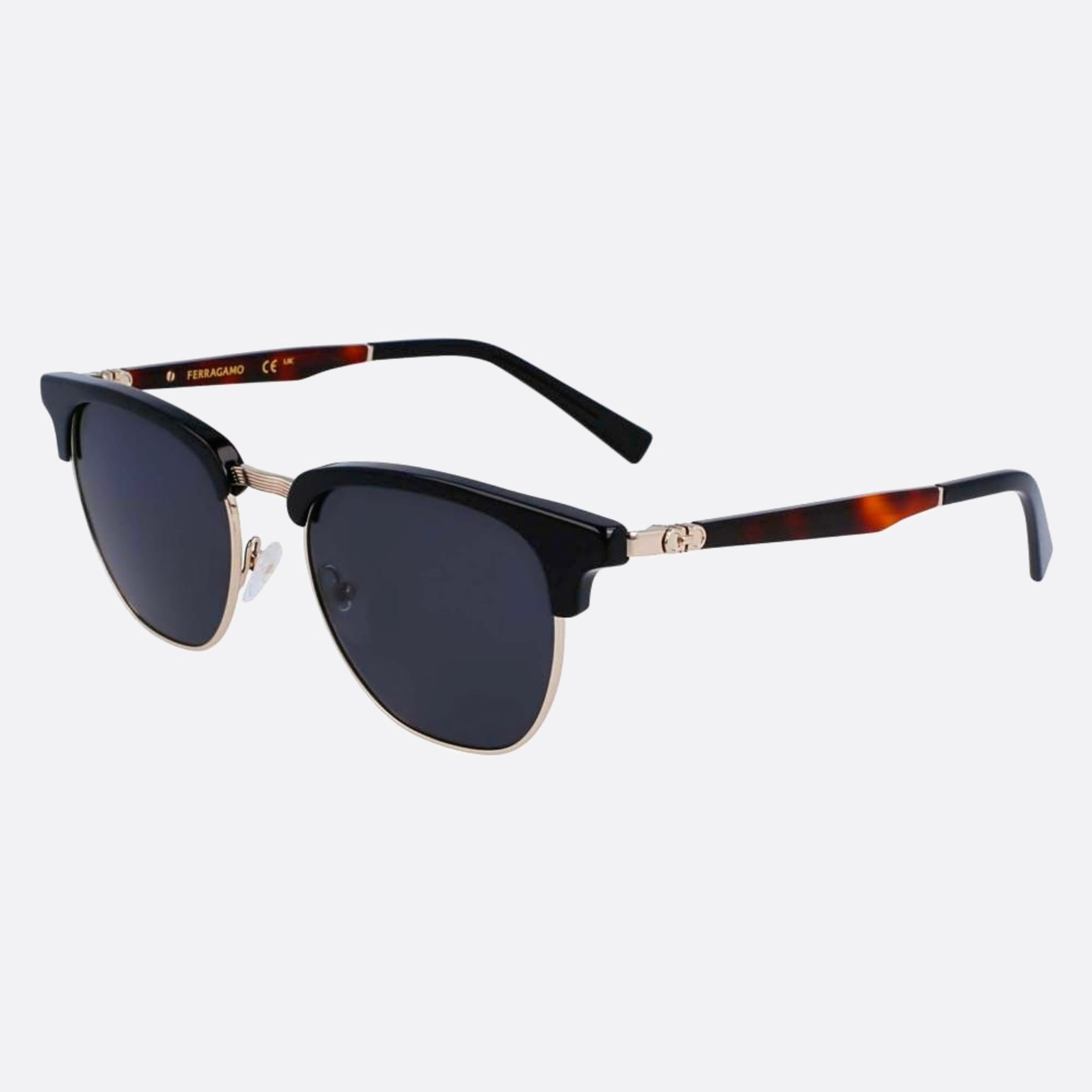 Salvatore 53mm Ferragamo Sf307s Black Squared Men Sunglasses - Side View