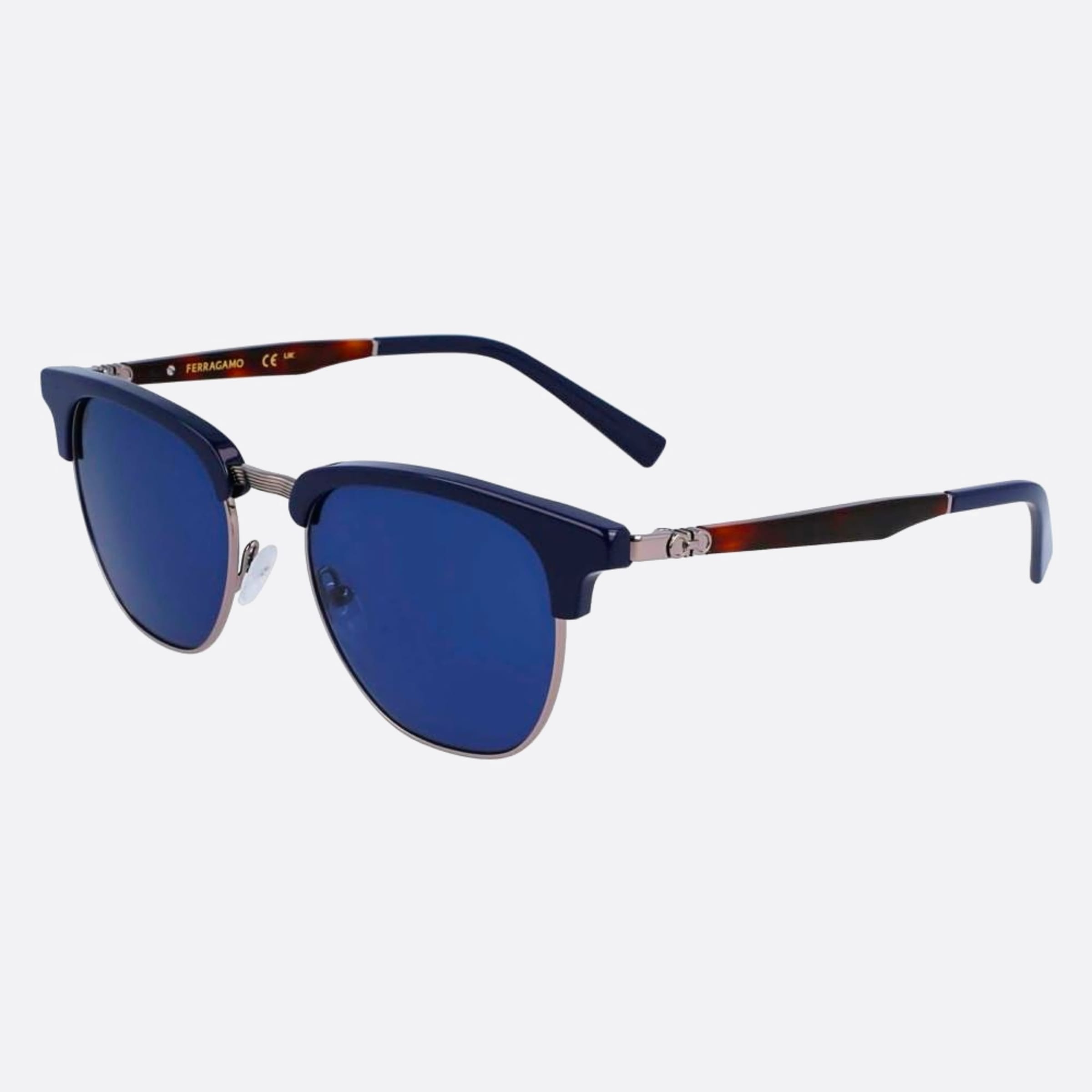 Salvatore 53mm Ferragamo Sf307s Blue Squared Men Sunglasses - Side View