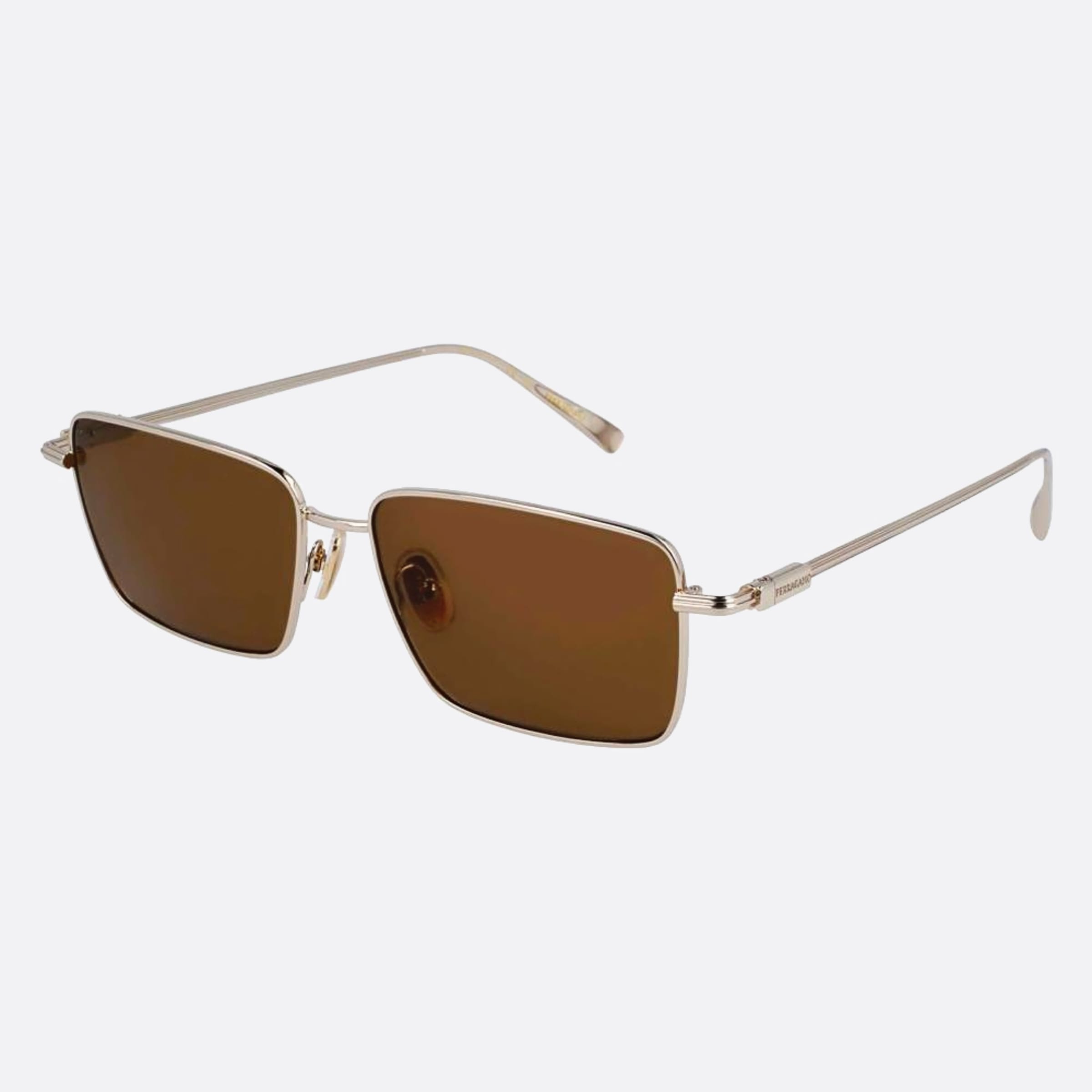 Salvatore 57mm Ferragamo Sf309s Gold Geometric Men Sunglasses - Side View