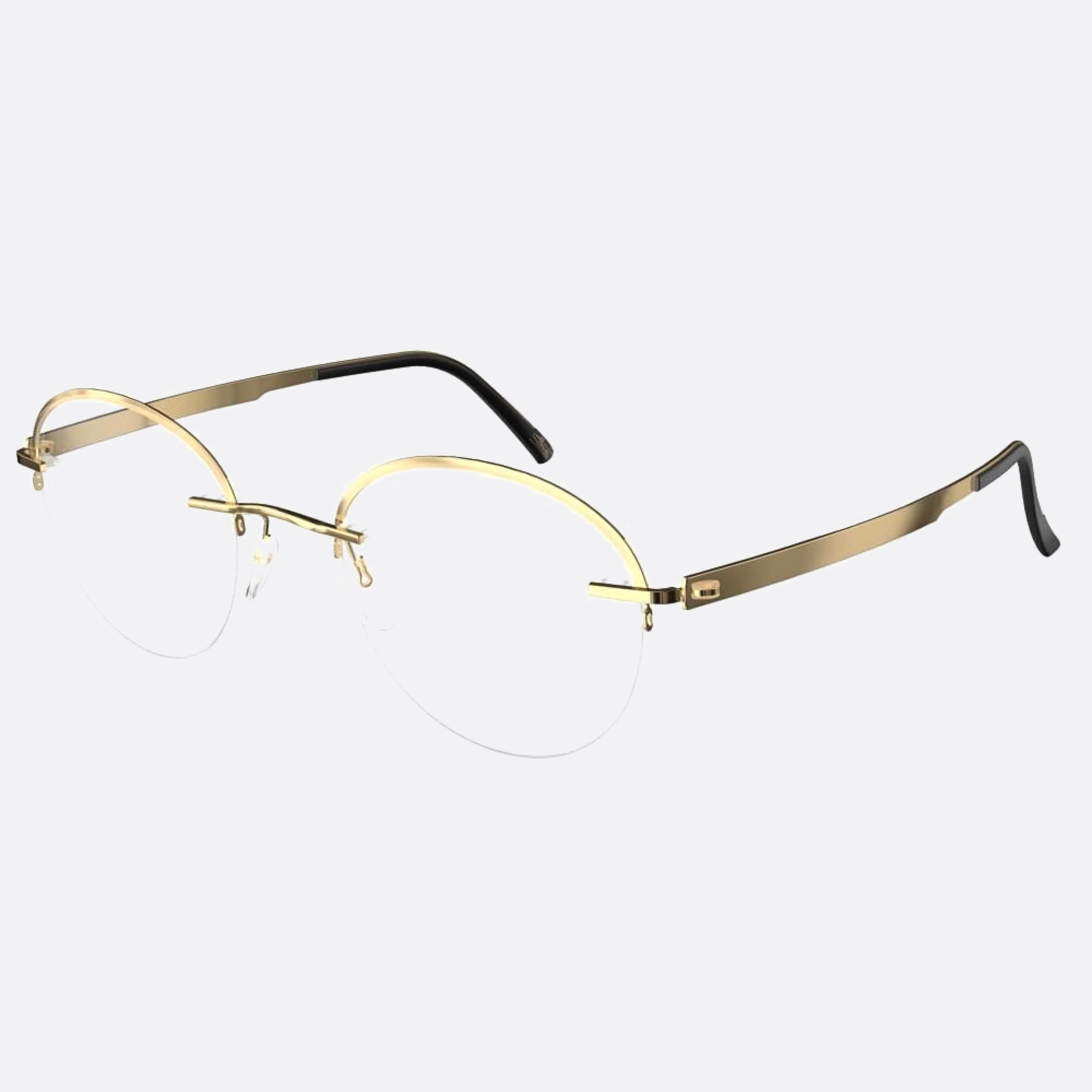 Silhouette 48mm Artline Gold Round Unisex Eyeglasses - Side View