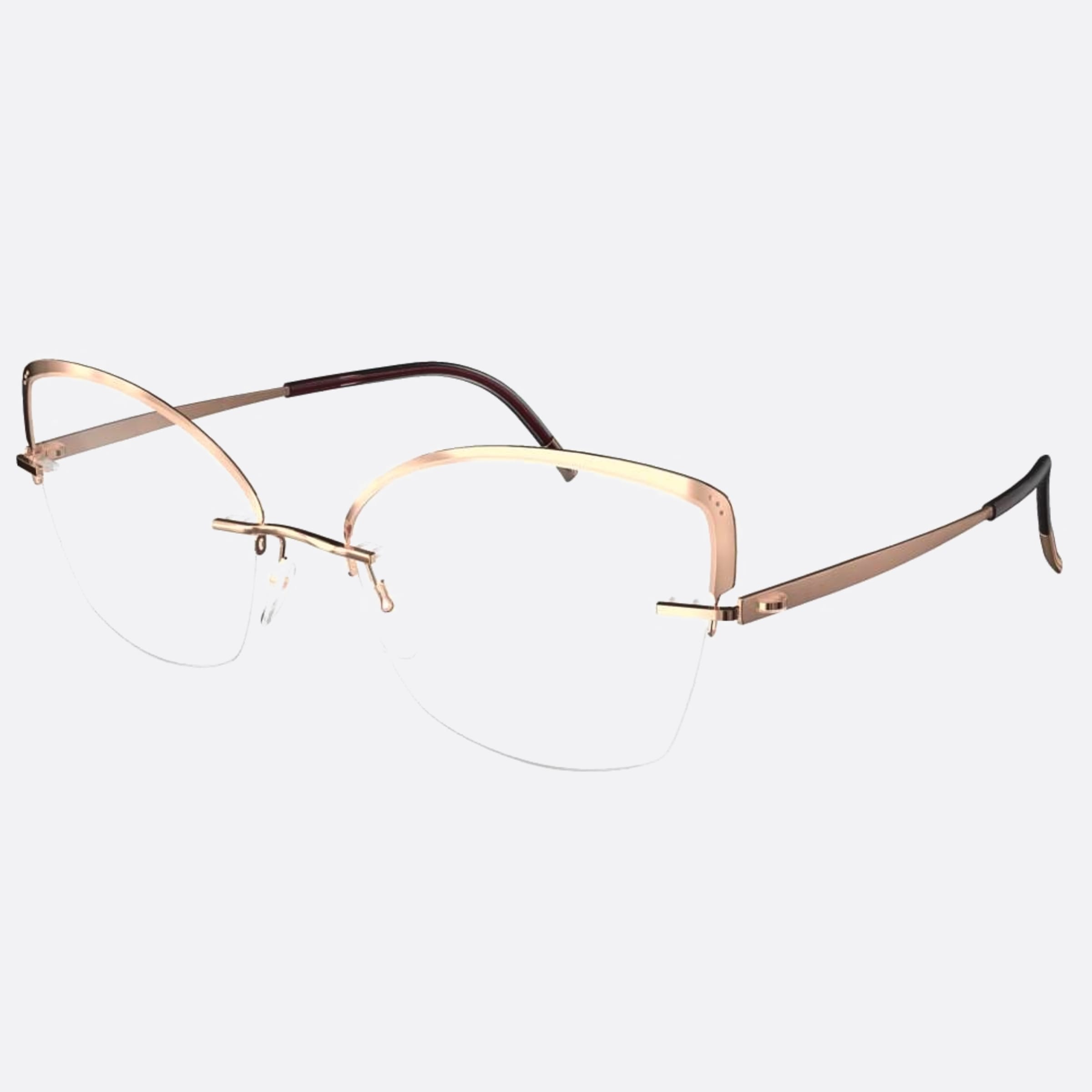 Silhouette 54mm Artline Rose Gold Cat Eye Women Eyeglasses - Side View
