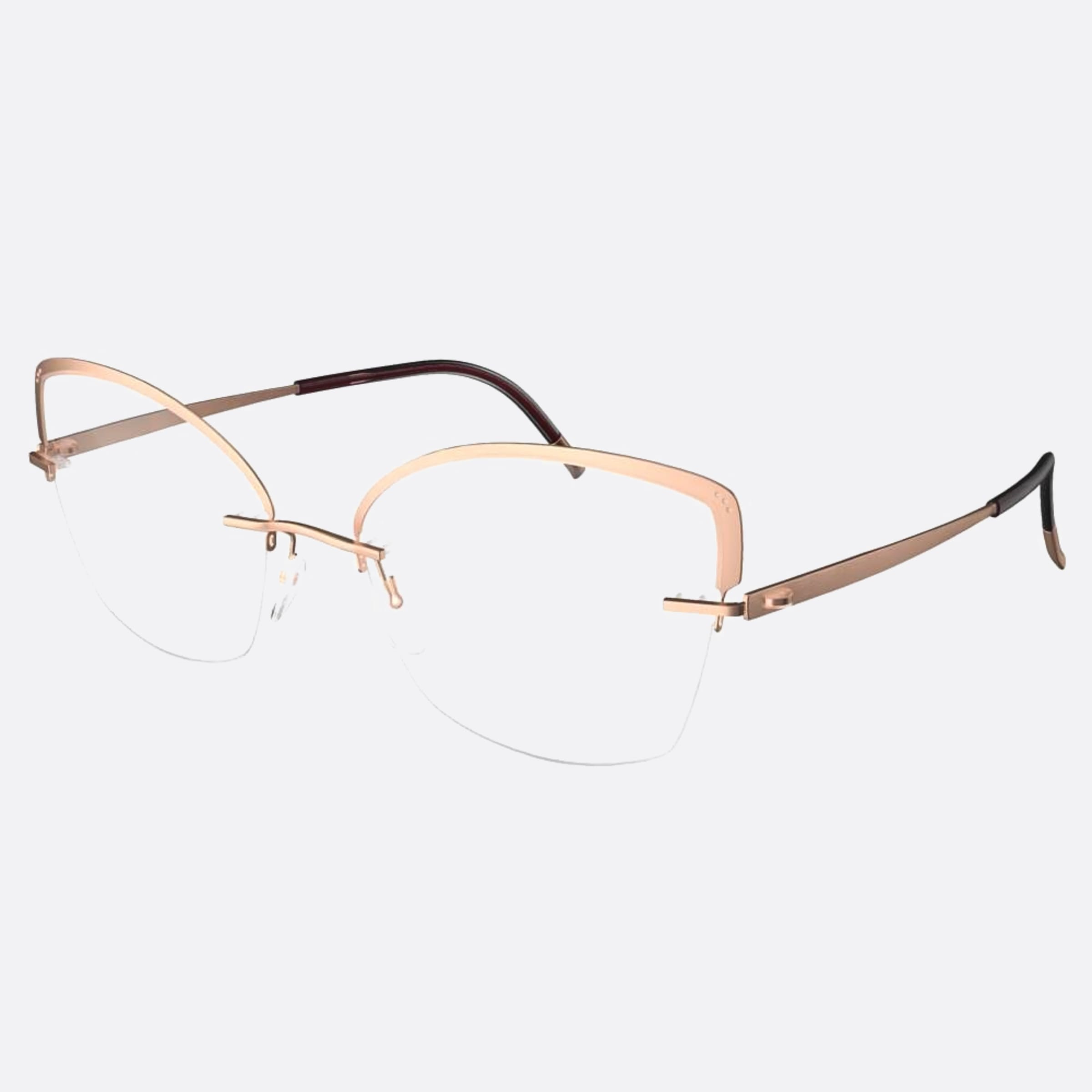 Silhouette 56mm Artline Rose Gold Cat Eye Women Eyeglasses - Side View