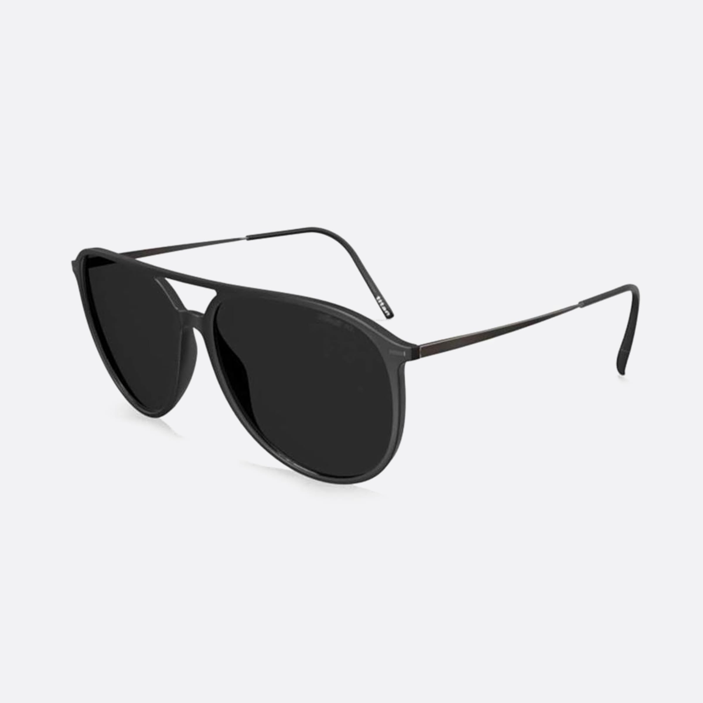 Silhouette Brickell Black Pilot Polarized Men Sunglasses - Side View