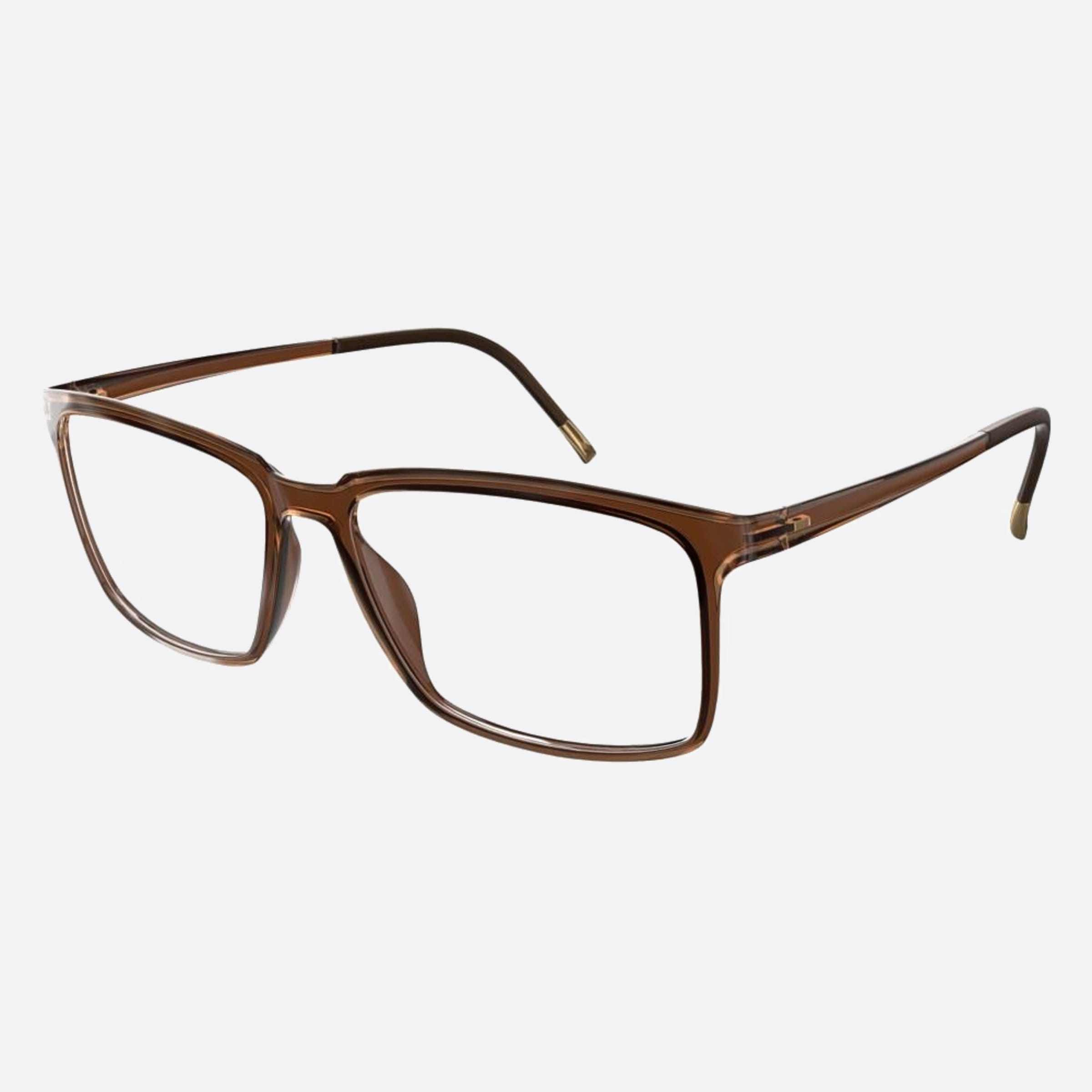 Silhouette 54mm Eos View Brown Geometric Men Eyeglasses - Side View