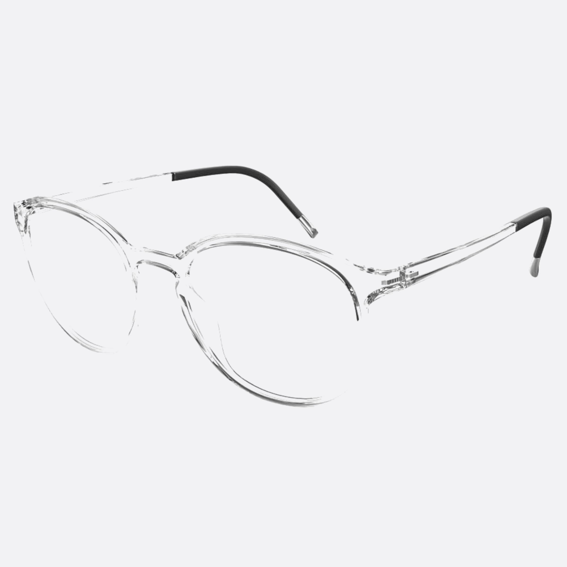 Silhouette 51mm Eos View Transparent Round Men Eyeglasses - Side View