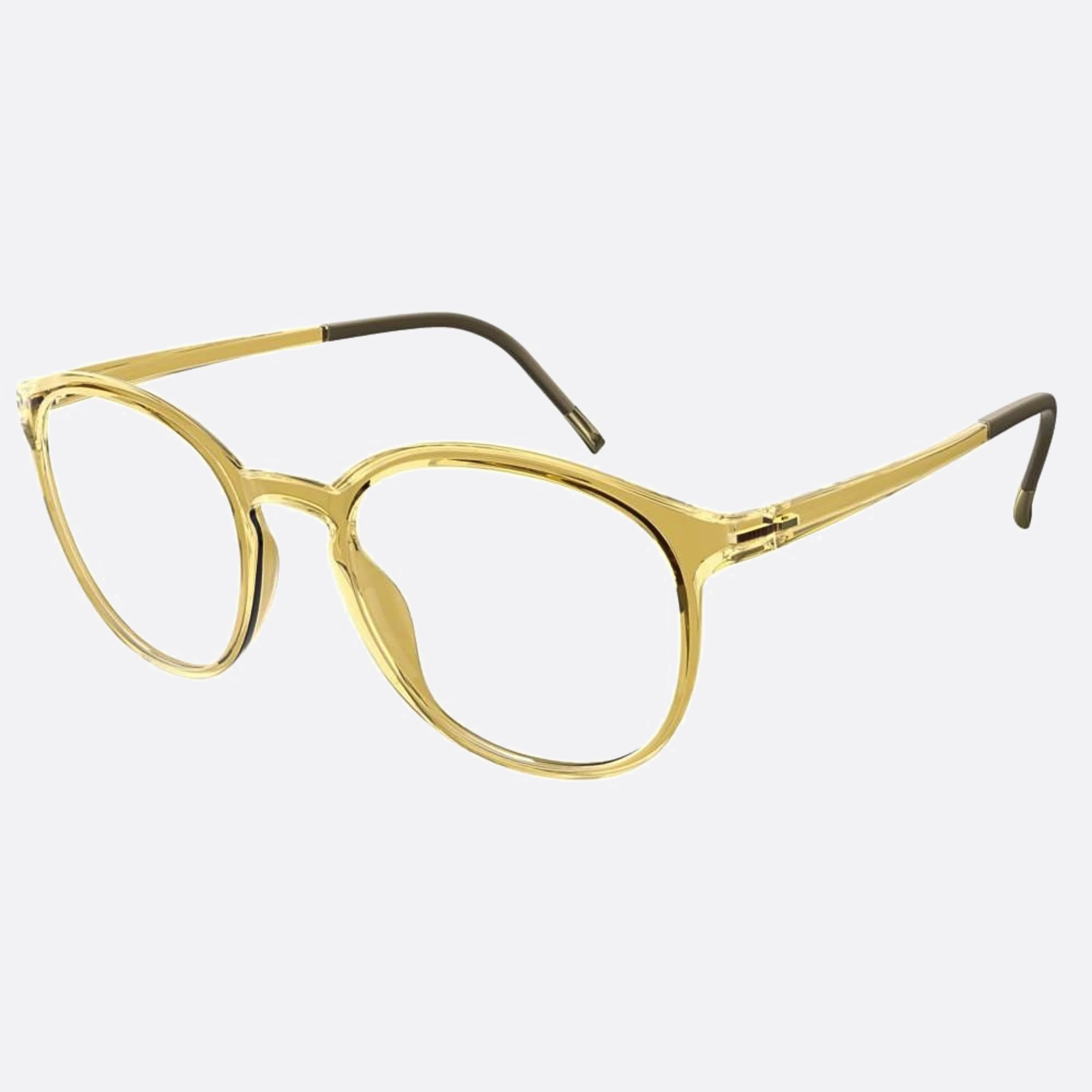 Silhouette 51mm Eos View Gold Round Men Eyeglasses - Side View