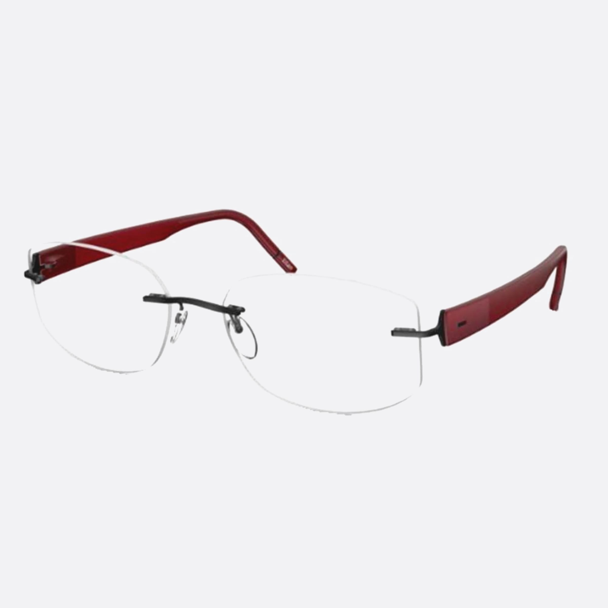 Silhouette 53mm Sivista Red Geometric Unisex Eyeglasses - Side View