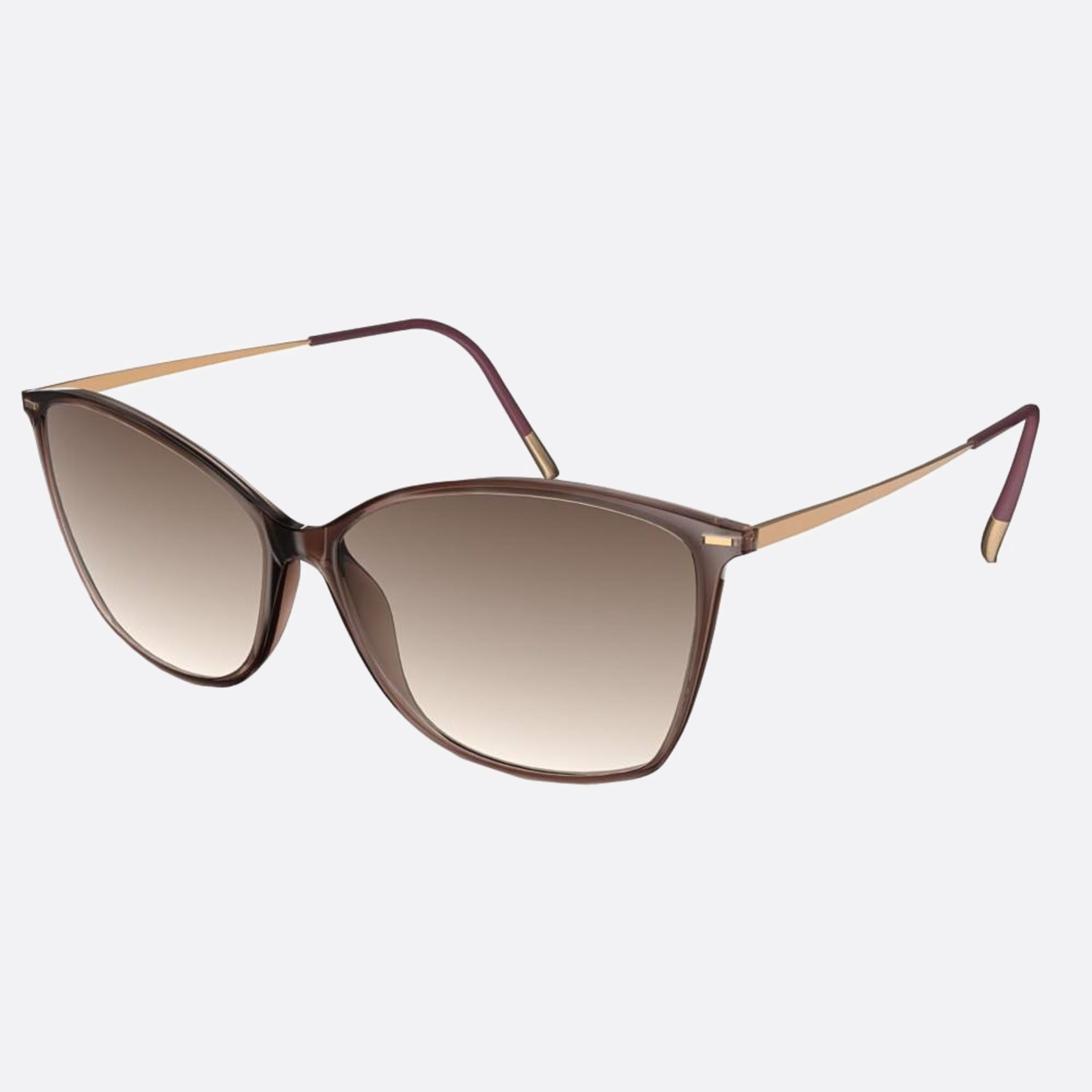 Silhouette Sun Lite Brown Cat Eye Women Sunglasses - Side View