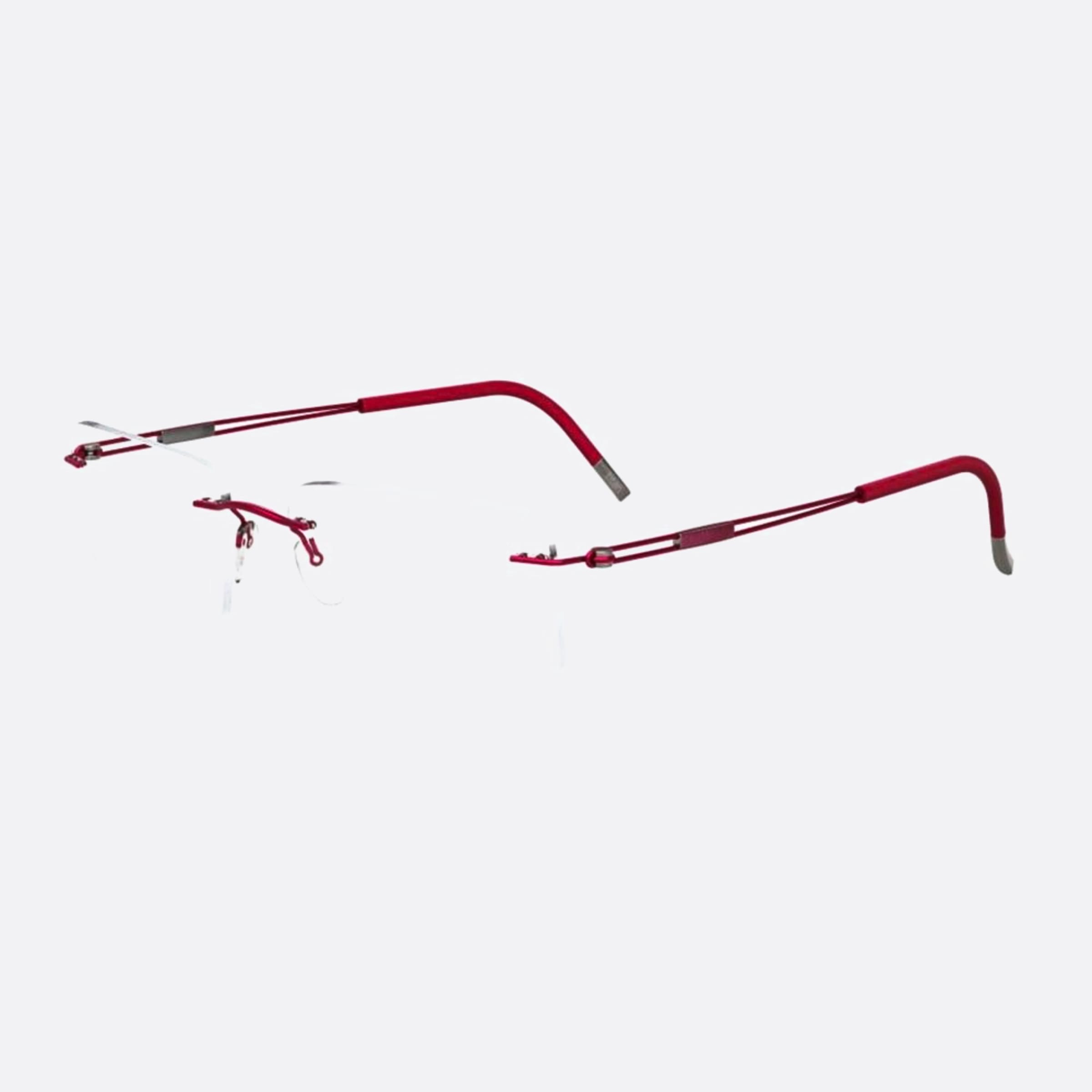 Silhouette 52mm Titan Next Generation Red Geometric Unisex Eyeglasses - Side View