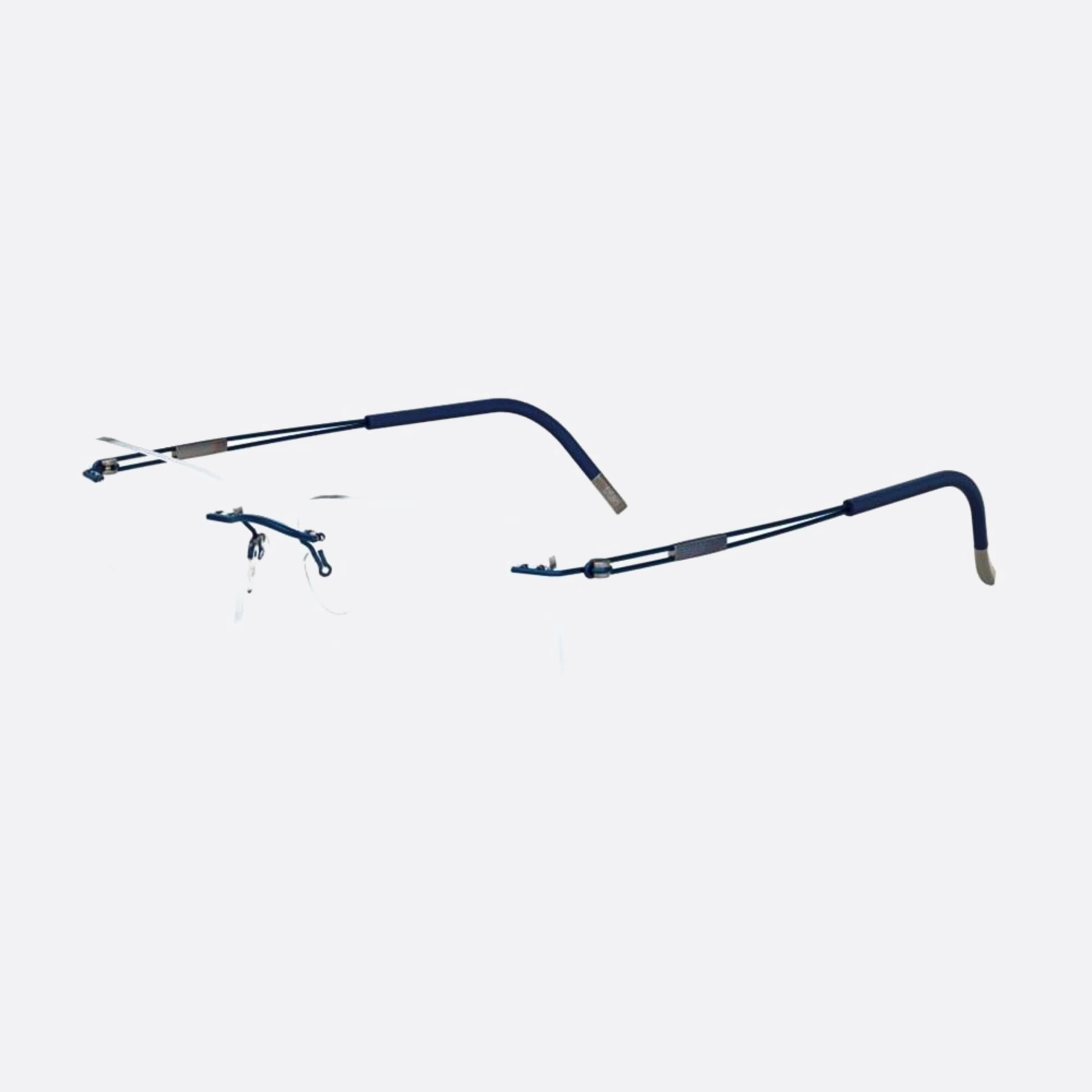 Silhouette 54mm Titan Next Generation Blue Geometric Unisex Eyeglasses - Side View