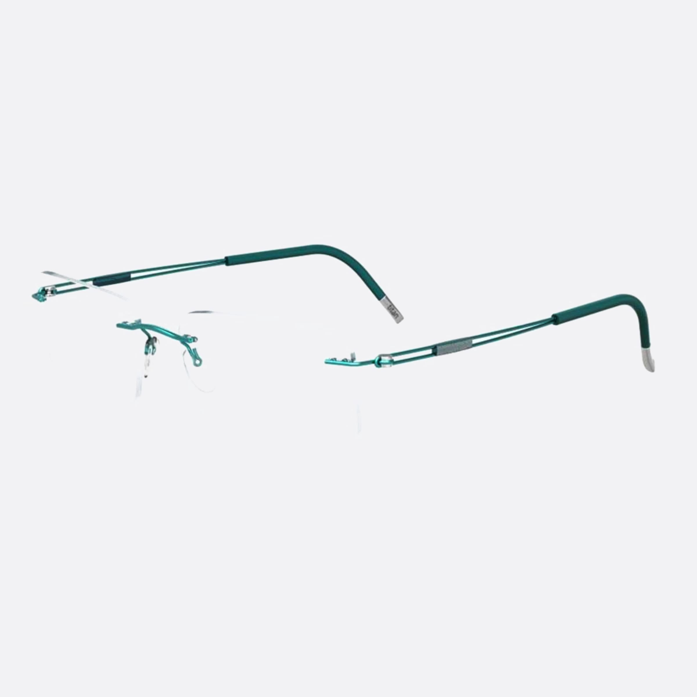 Silhouette 52mm Titan Next Generation Green Geometric Unisex Eyeglasses - Side View
