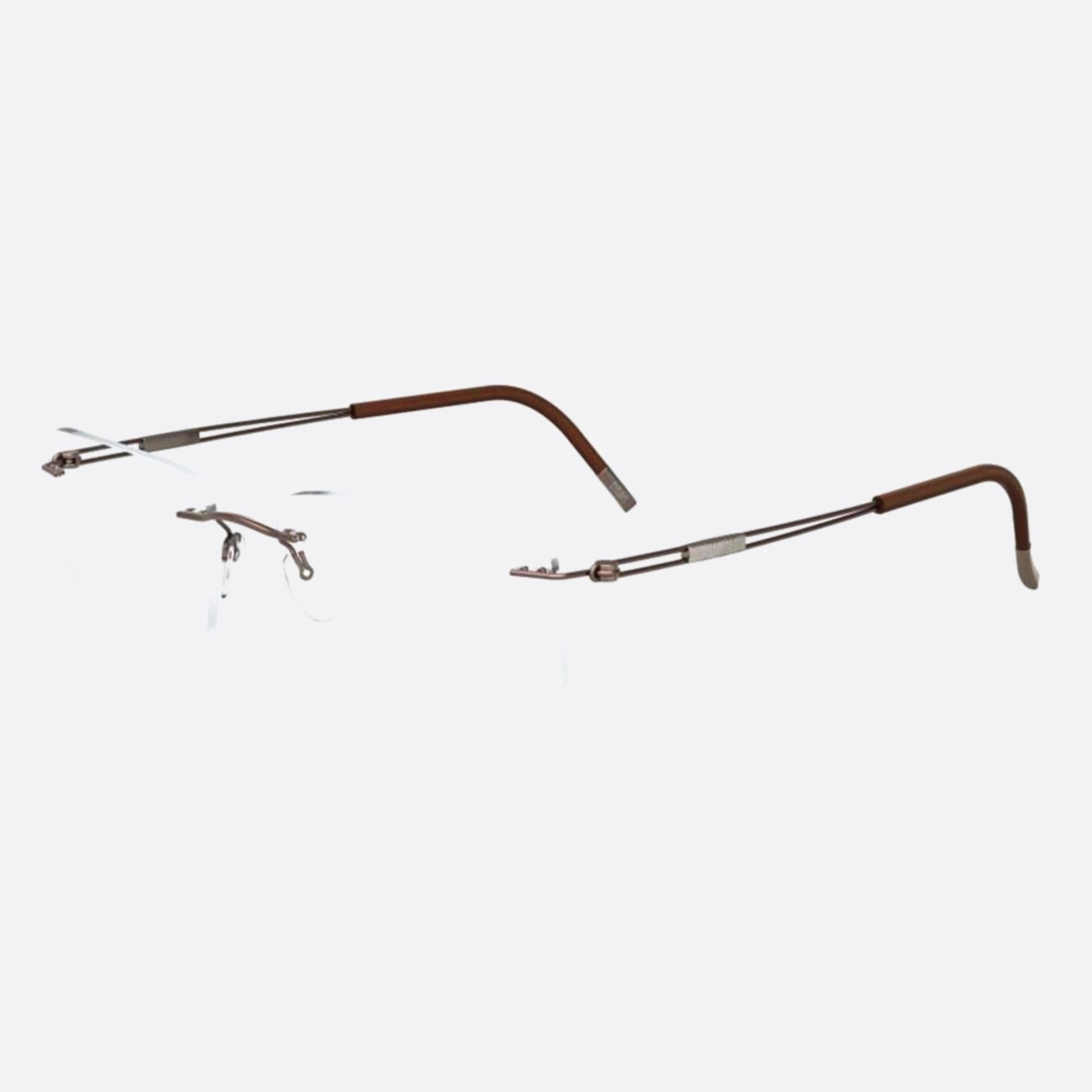 Silhouette 54mm Titan Next Generation Brown Geometric Unisex Eyeglasses - Side View