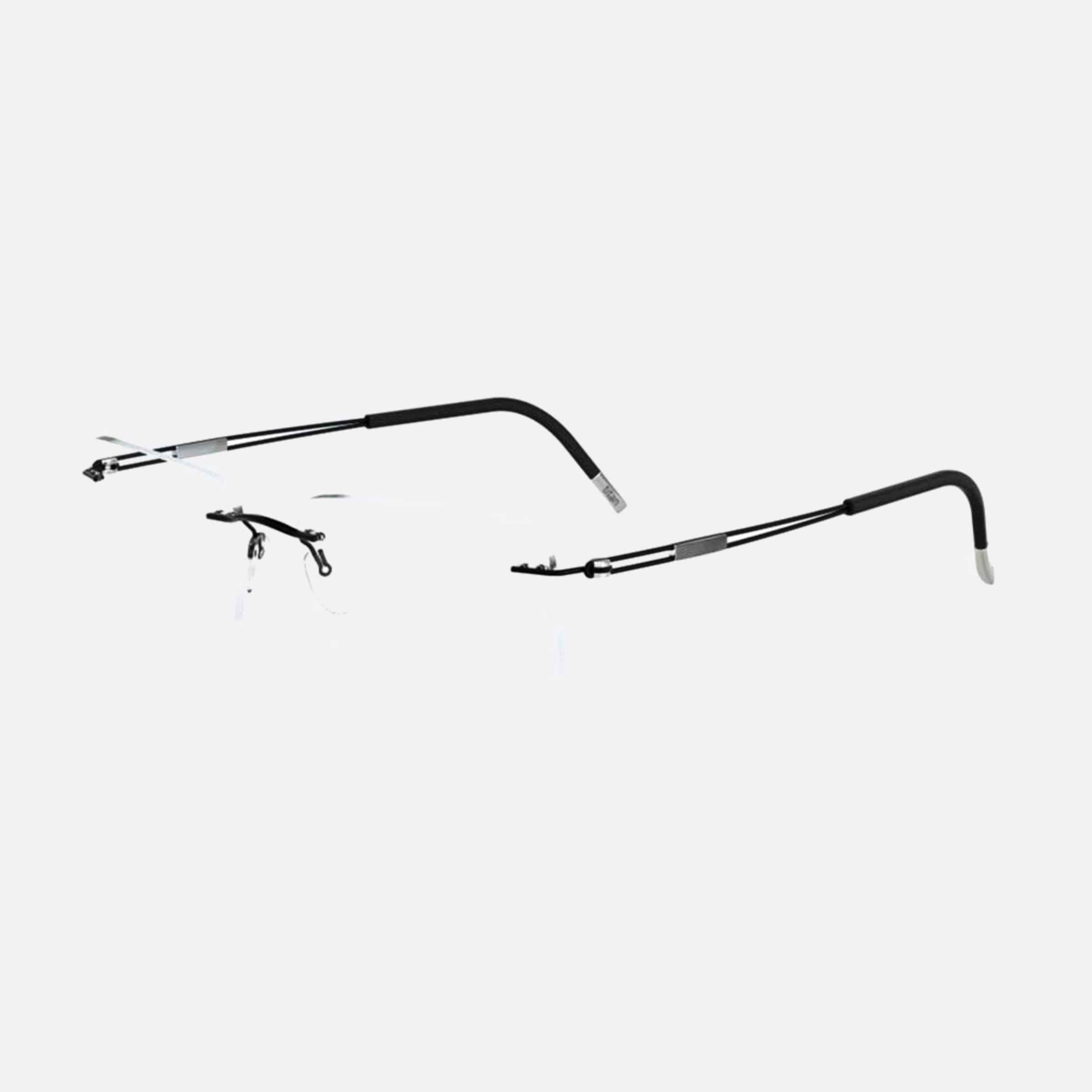 Silhouette 54mm Titan Next Generation Black Geometric Unisex Eyeglasses - Side View