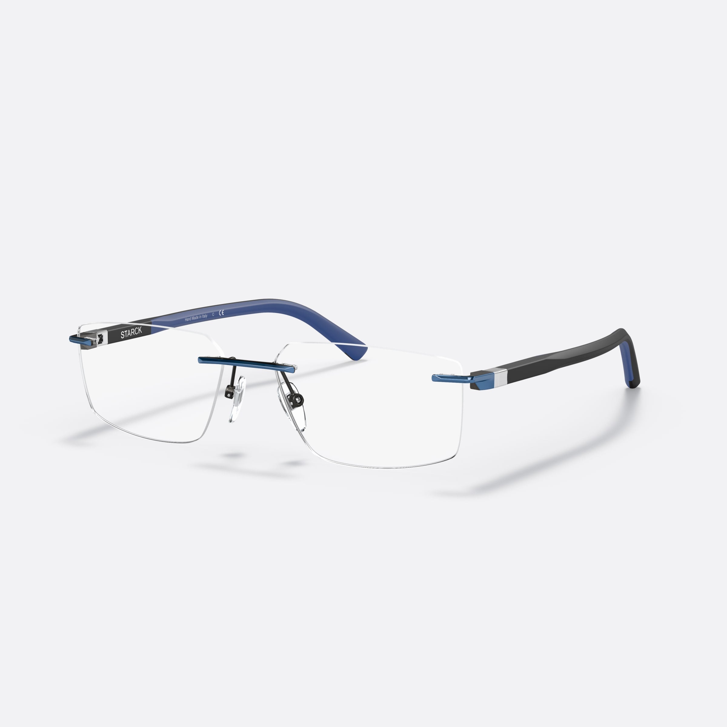Starck 56mm Sh2064 Blue Rectangular Men Eyeglasses - Main View