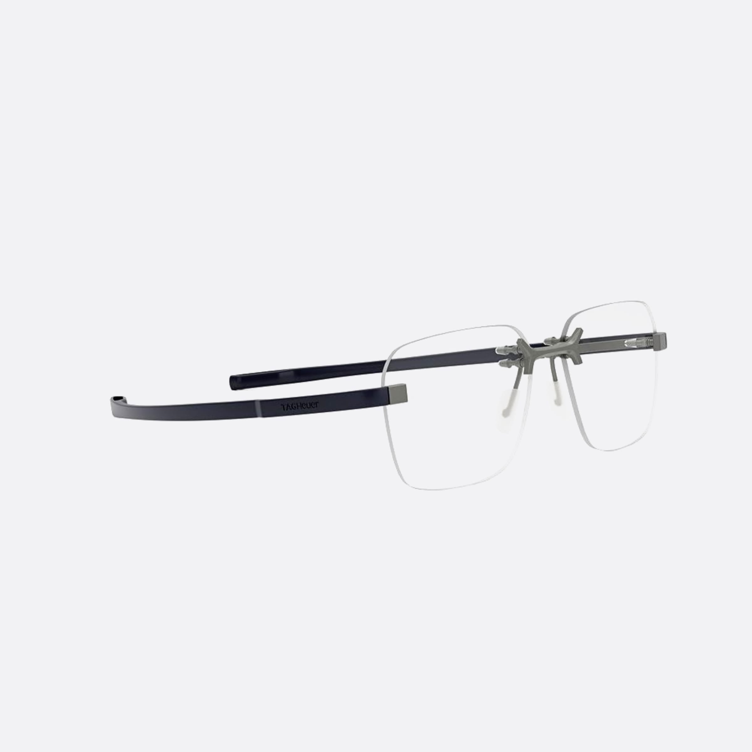 Tag 54mm Heuer Flex Silver Geometric Unisex Eyeglasses - Additional Angle