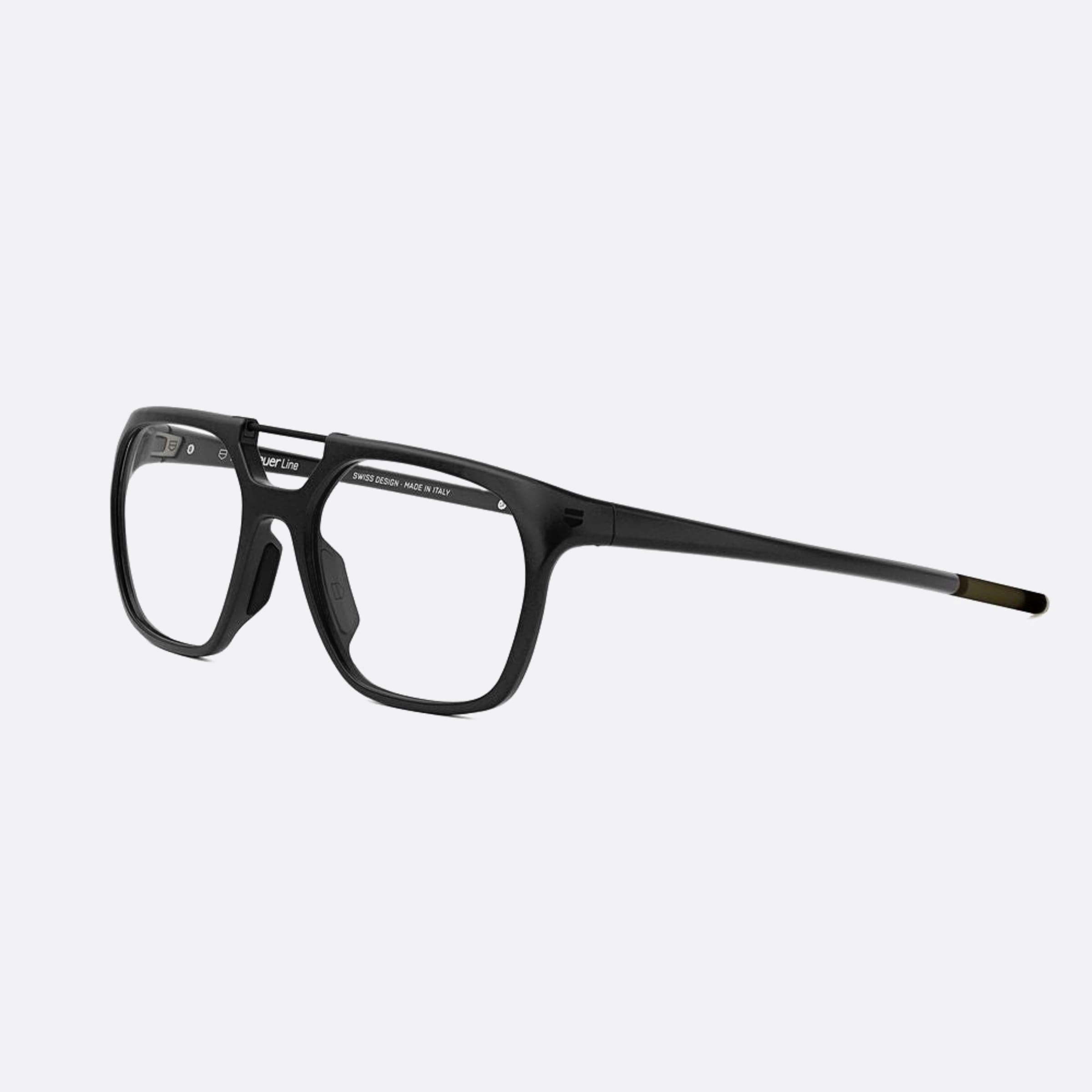 Tag 53mm Heuer Line Black Geometric Unisex Eyeglasses - Side View