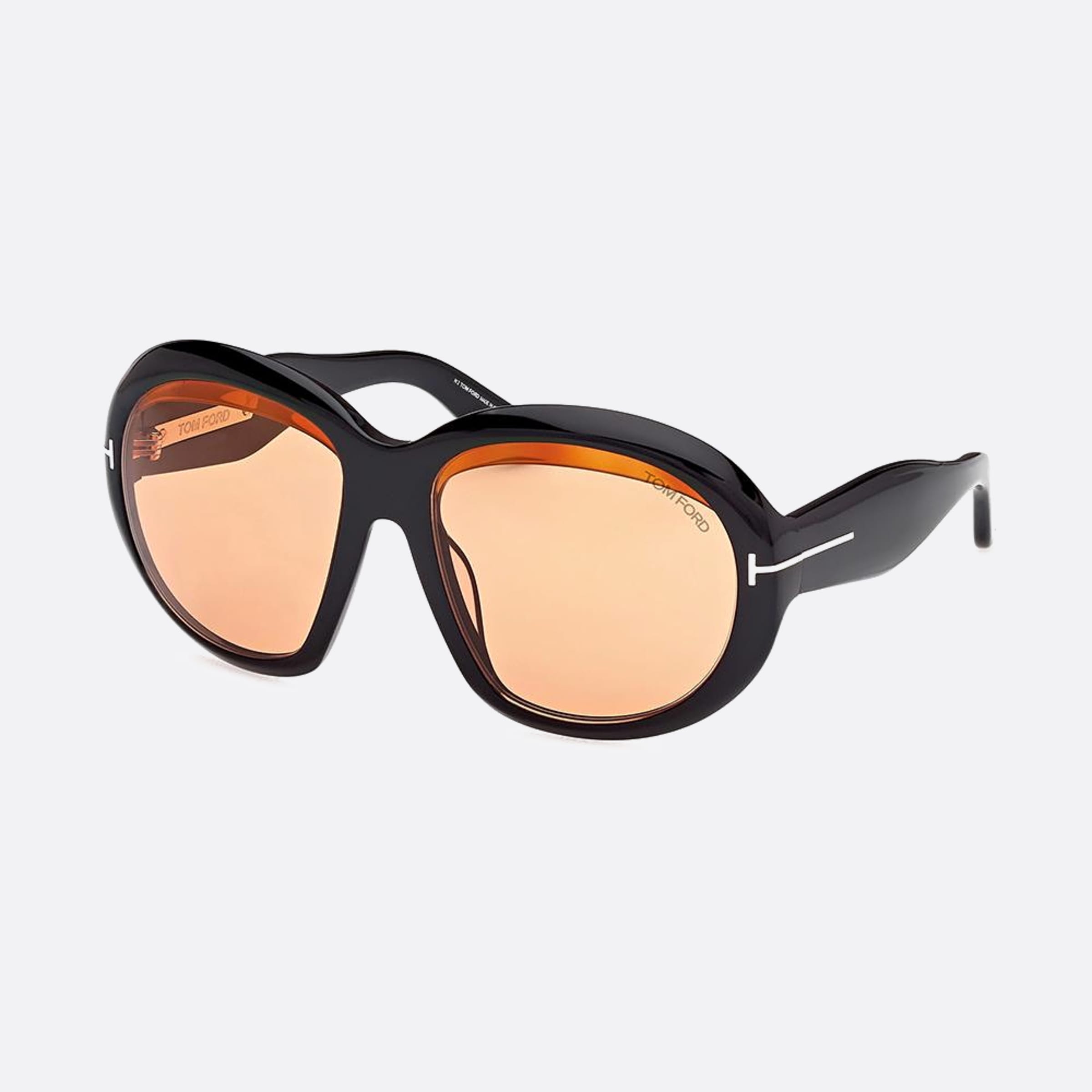 Tom 58mm Ford Angellica Ft1193 01e Black Round Women Sunglasses - Side View